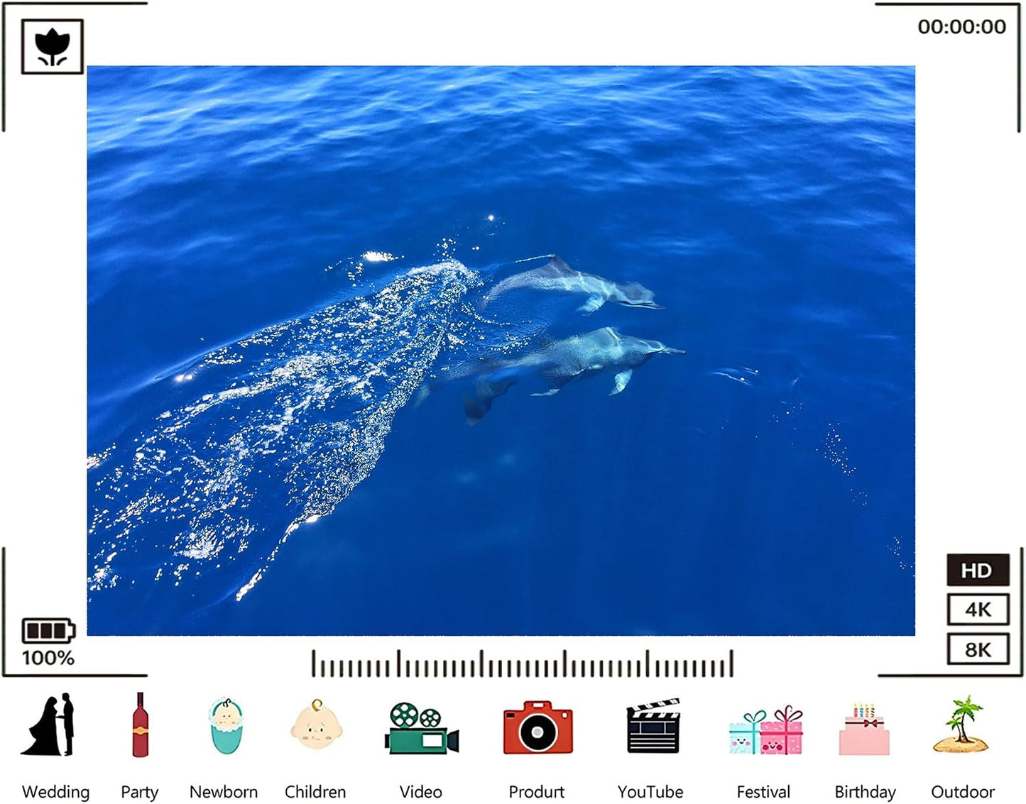 TryKid 6x6ft Deep Ocean Dolphin Blue Wave Backdrop Sparkling Water Marine Life Scene Photography Background Wildlife