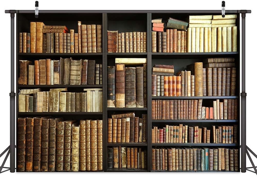 Etsyoki 5x3ft Brown Bookshelf Backdrop Modern Library & Office Decor for Zoom Meetings, Video Conferences, Photography