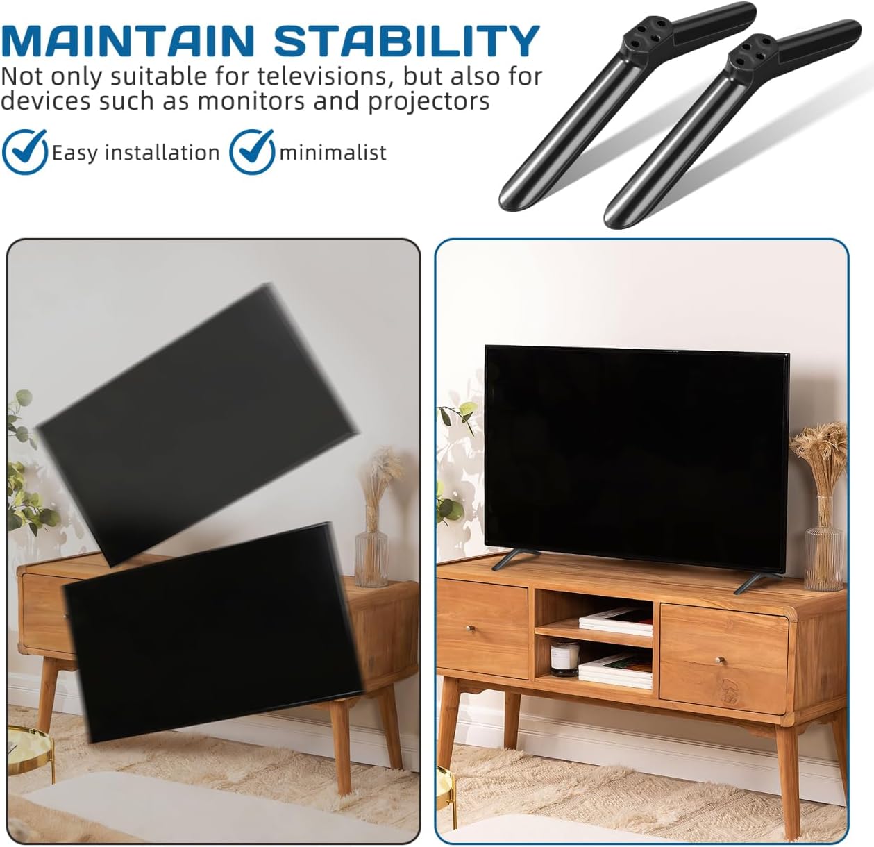 40 Inch Universal TV Stand Legs with Screws Replacement TV Feet for LCD LED Plasma Tabletop Base Stand Legs Television