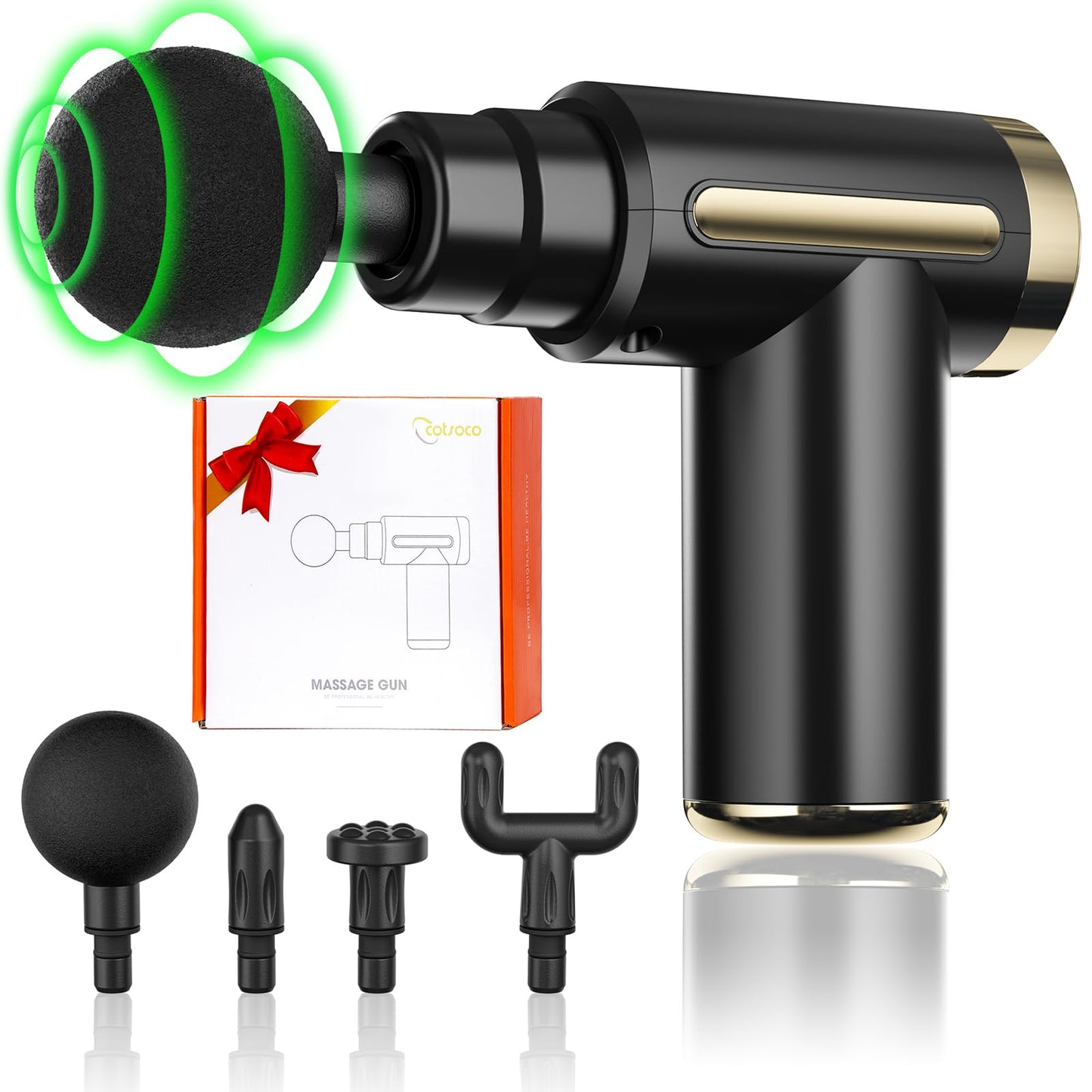 cotsoco Massage Gun Deep Tissue for Pain Relief with 4 Massage Heads & 6 Speeds, Electric Mini Handheld Body Massager for Any Pain Relief, Best Gifts for Dad and Mom
