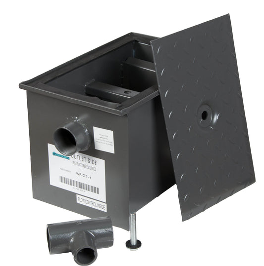 Wentworth 8 Pound Commercial Grease Traps for Restaurant Under Sink Kitchen, 4 GPM Carbon Steel Grease Interceptor Traps for Home Canteen Kitchen Wastewater Factory, WP-GT-4