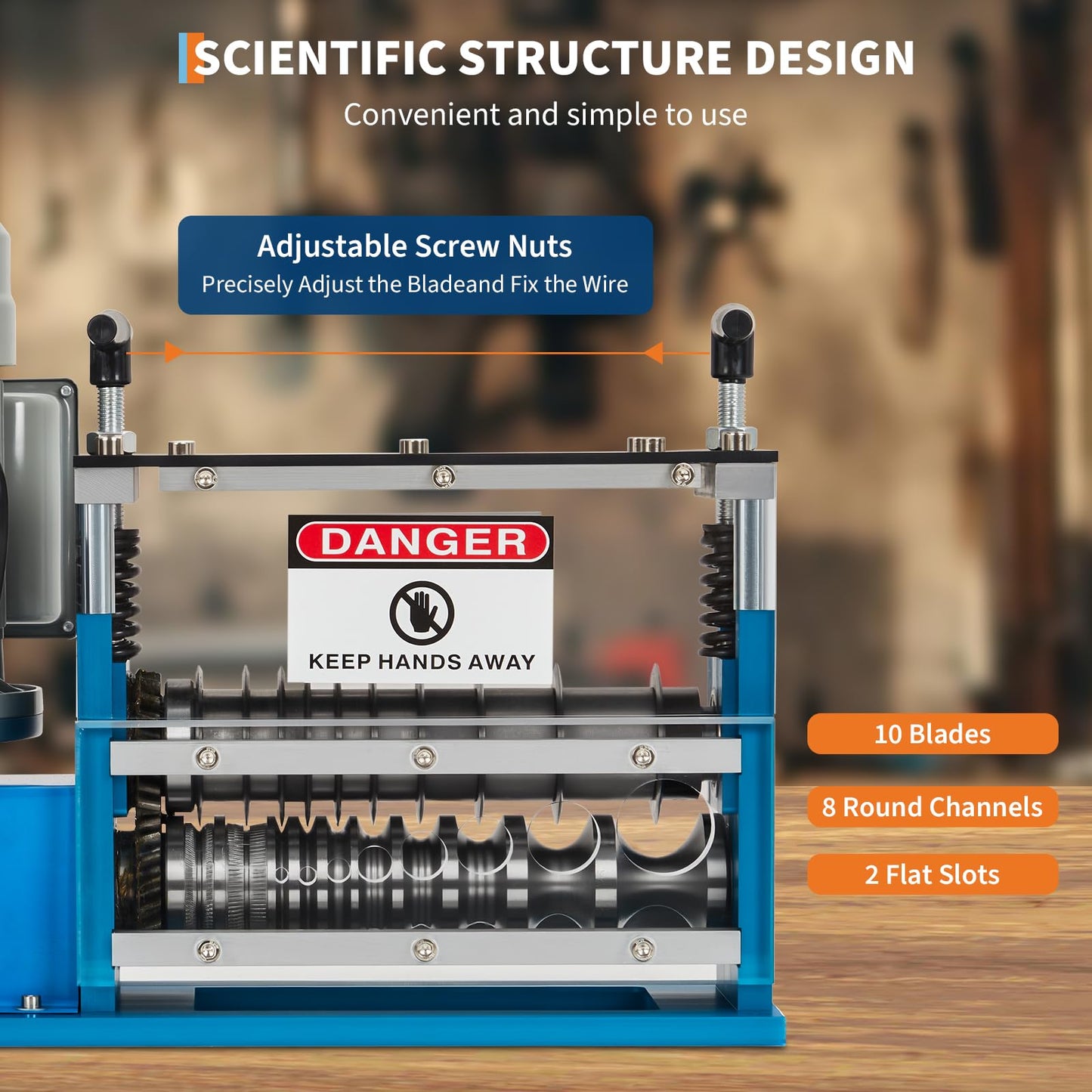 Automatic Wire Stripper Machine, 370w 0.06" - 1.5" Electric Wire Stripping Machine, Cable Stripper for Scrap Copper Wire Cable Recycling， 370w 10 Channels 10 Blades with Transparent Panel