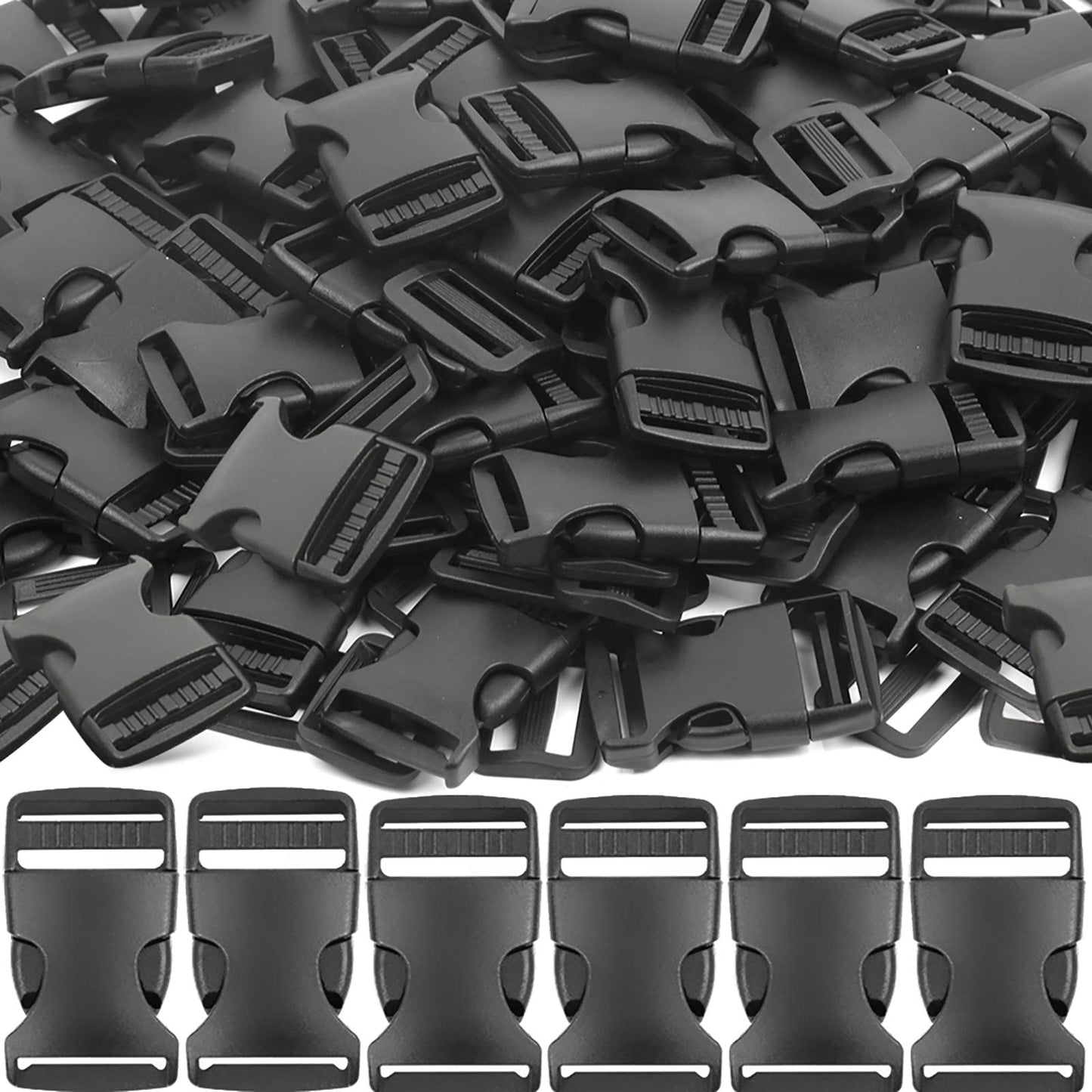 YGDZ 1 Inch Plastic Buckles, 80 Side Release Strap Buckles and Slides Parachute Buckles for DIY Backpack Luggage Strap