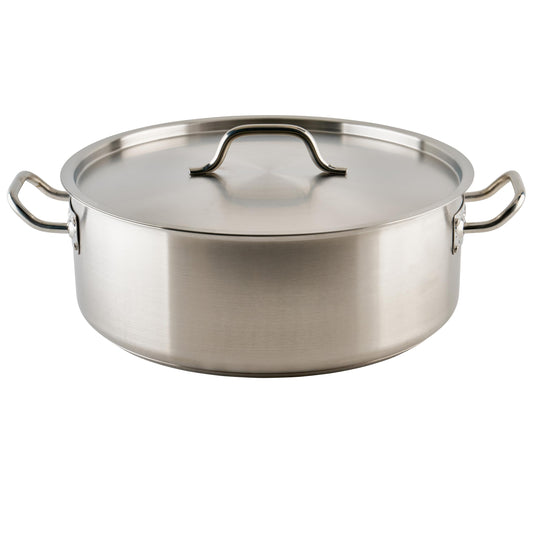 Winco Commercial-Grade Stainless Steel Brazier with Lid, 20 Quart
