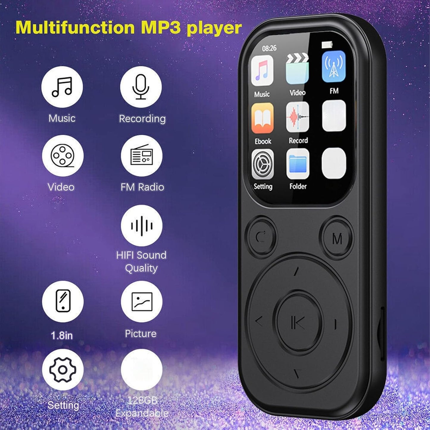 BONKZEBU MP3 MP3 8, 10.12 (32G Portable HiFi Music Player,Large Storage Capacity Player,HiFi Sound Quality Portable