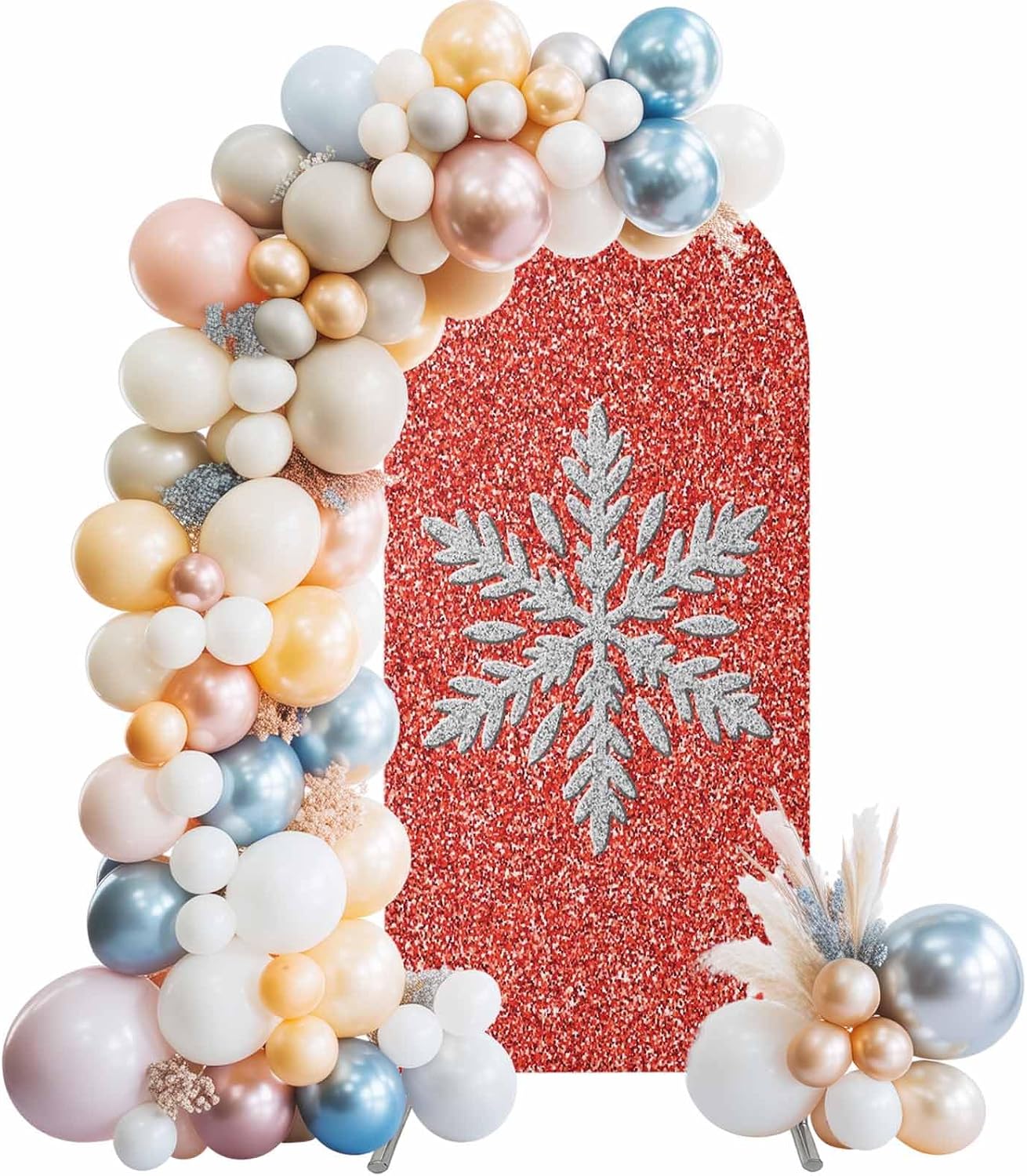 Duskova Living 6.6 Modern Themed Arch Backdrop Cover FT, Winter Watercolor Sparkling Snowflake Pattern Wedding Arch