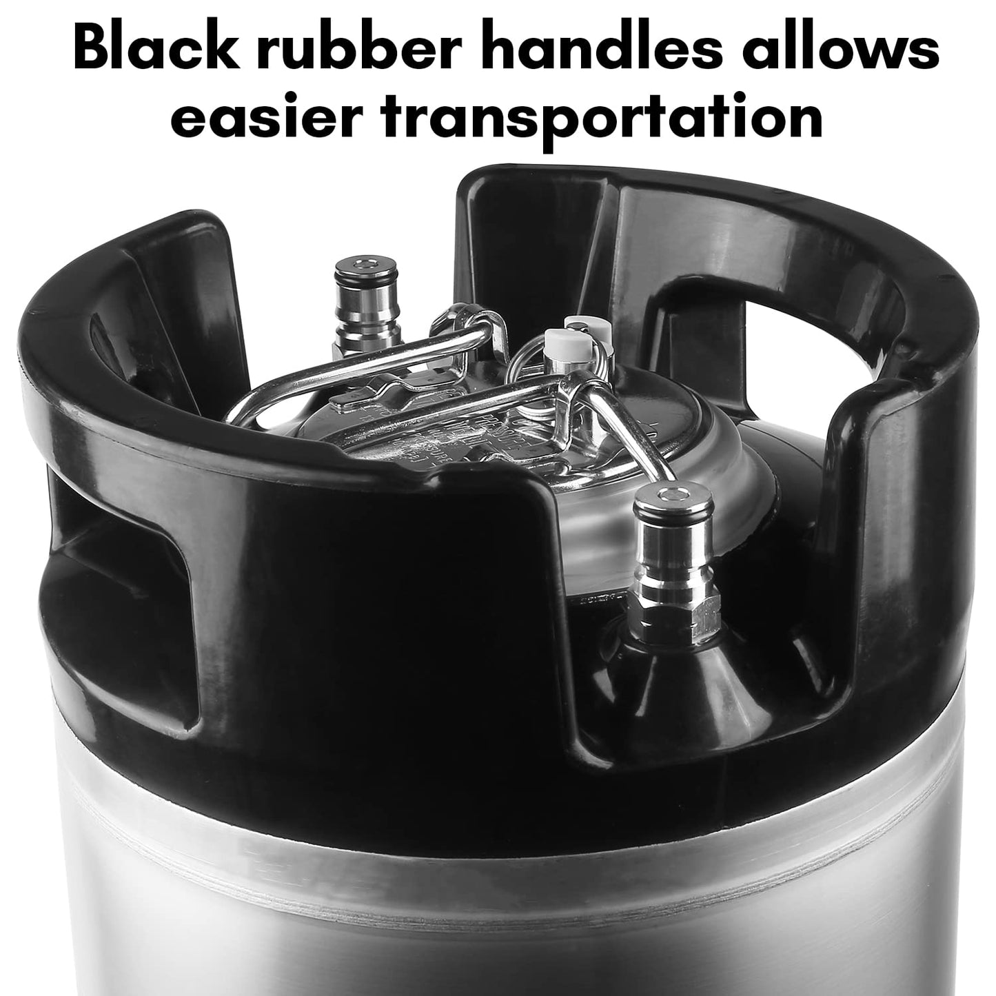 TMCRAFT New 2.5 Gallon Ball Lock Keg, Stainless Steel Beer Keg with Dual Rubber Handle for Home Brew
