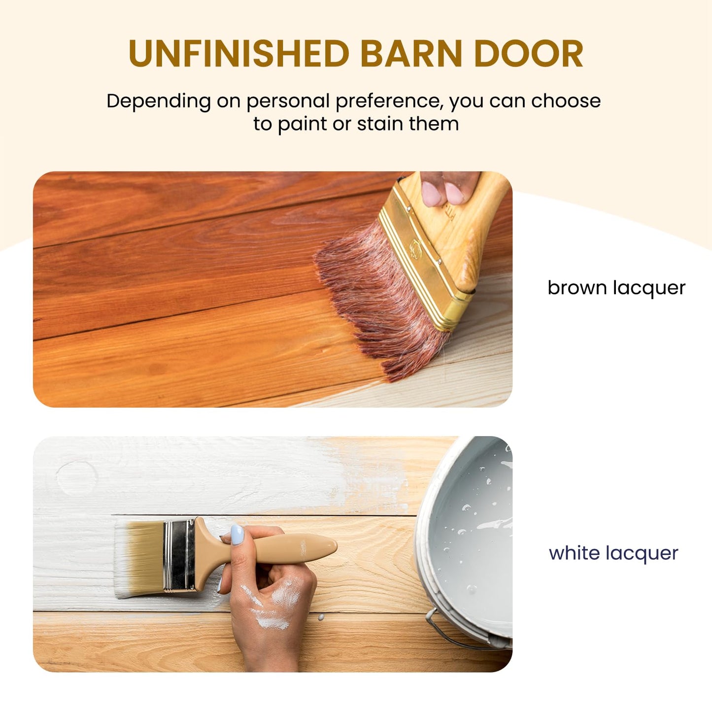SMARTSTANDARD 36in x 84in Sliding Barn Door with 6.6ft Barn Door Hardware Kit Included, Unfinished Solid Spruce Wood Door, Assembly Required, DIY, Stainable, Natural