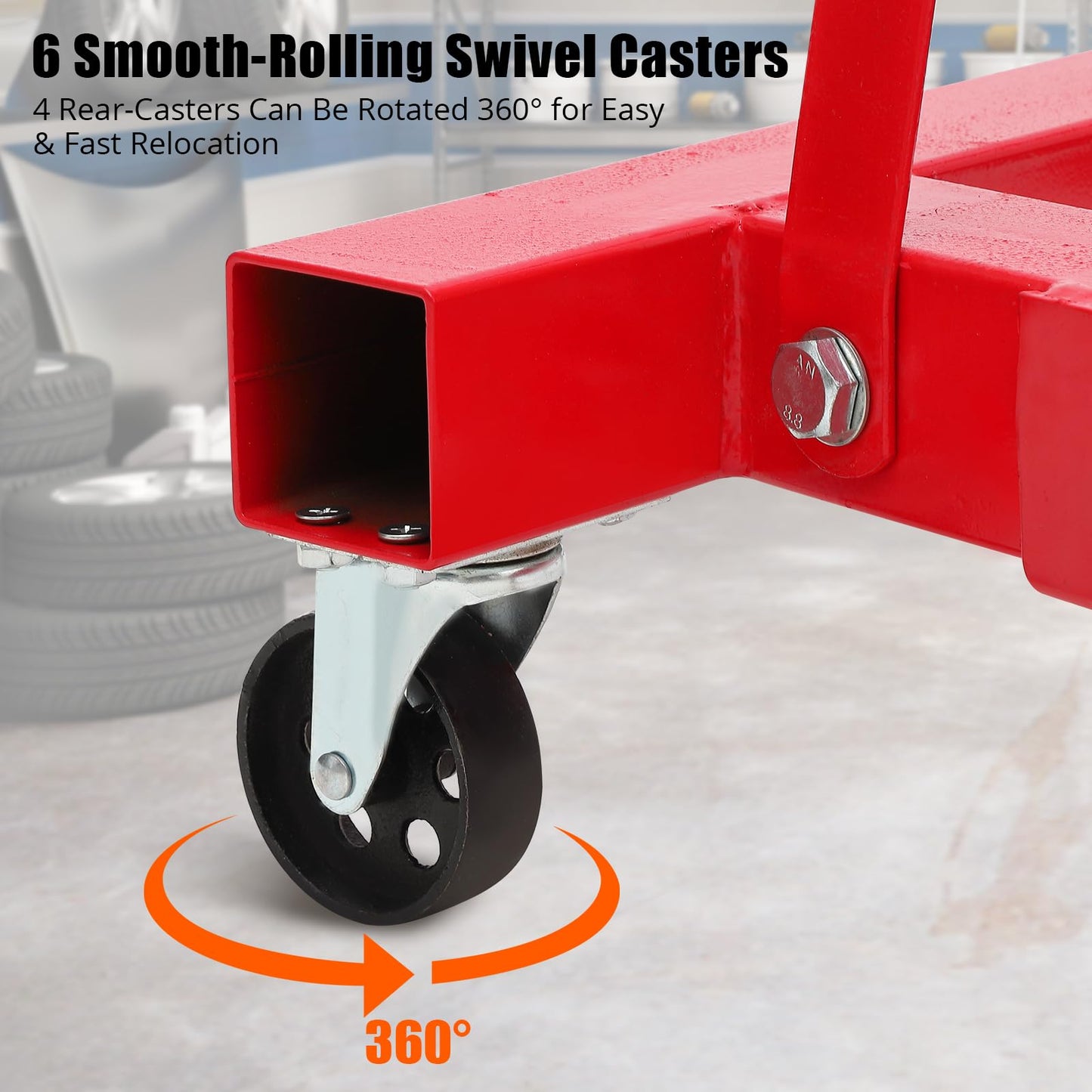 PioneerWorks Engine Hoist 2 Ton, Heavy Duty Steel Hydraulic Shop Engine Crane, Folding Hydraulic Tilting Engine Lift with 360 Degree Swivel Wheels for Ports, Warehouses, Garage, Factory