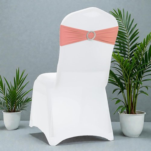 MDS Spandex Chair Sashes - Premium Stretch Covers with Buckle Slider for Weddings & Events | Coral Peach, Set of 50