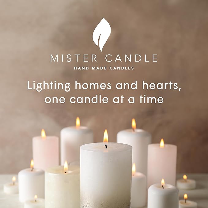 Mister Candle Citronella Candle, Ideal for Indoor & Outdoor Use, 4x8 Tall Pillar Candle, Hand Poured, Premium Wax & Dripless, Made in USA, 150 Hour Burn Time