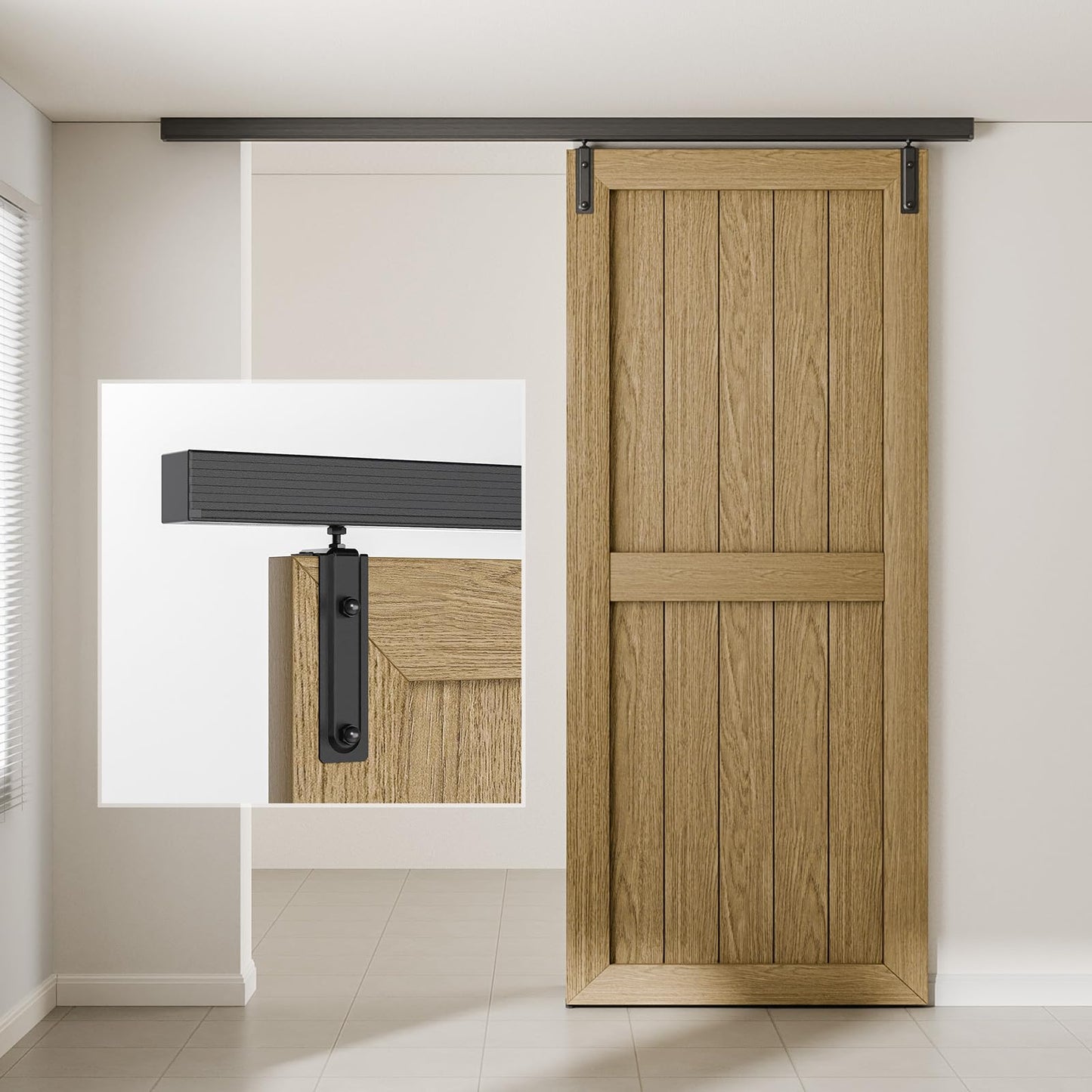 BONIKLUBA 6FT Ceiling Mount Box Rail Barn Door Hardware Kit,Heavy Duty Steel Sliding Barn Door Track,Fit Interior and Exterior Door,Easy Install(No Door)