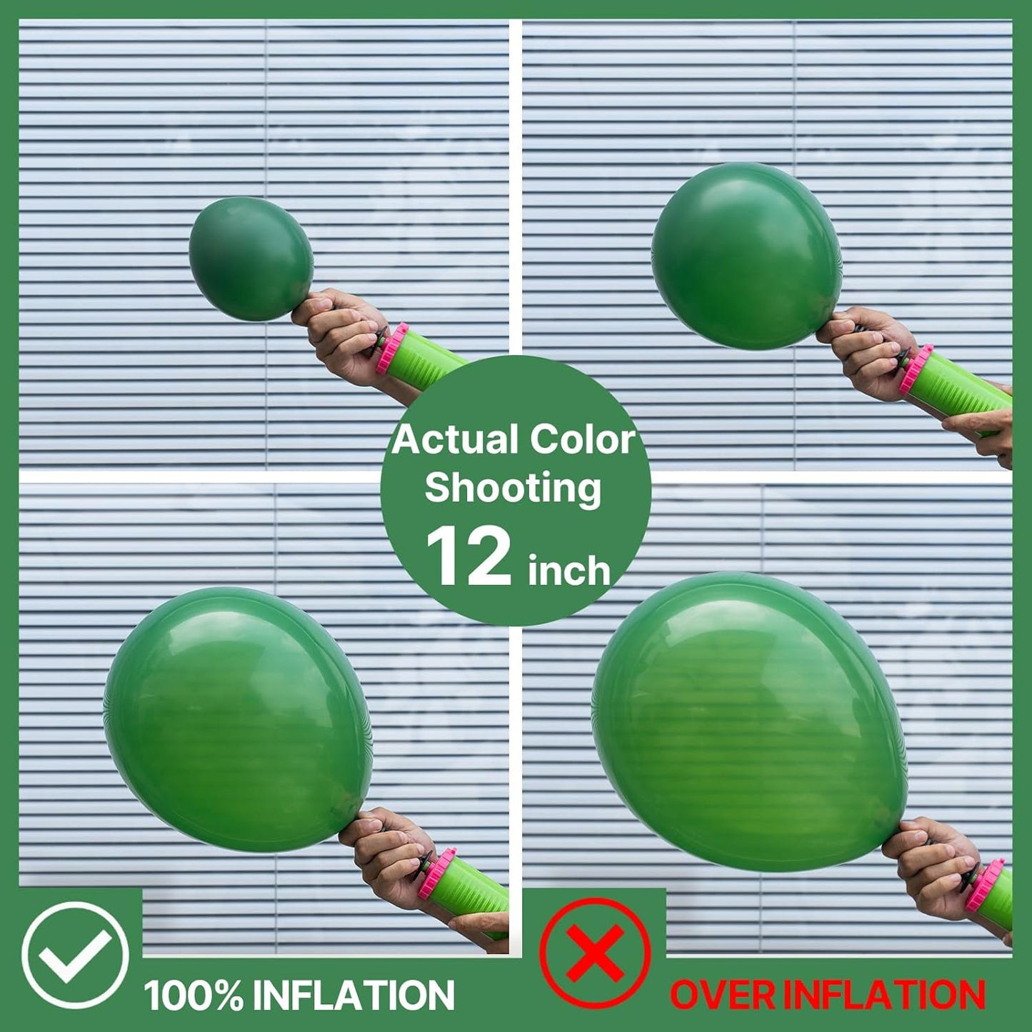 PartyWoo Dark Green Balloons - 100 Pcs in Various Sizes for Jungle Birthday & Graduation Decor | Emerald Green