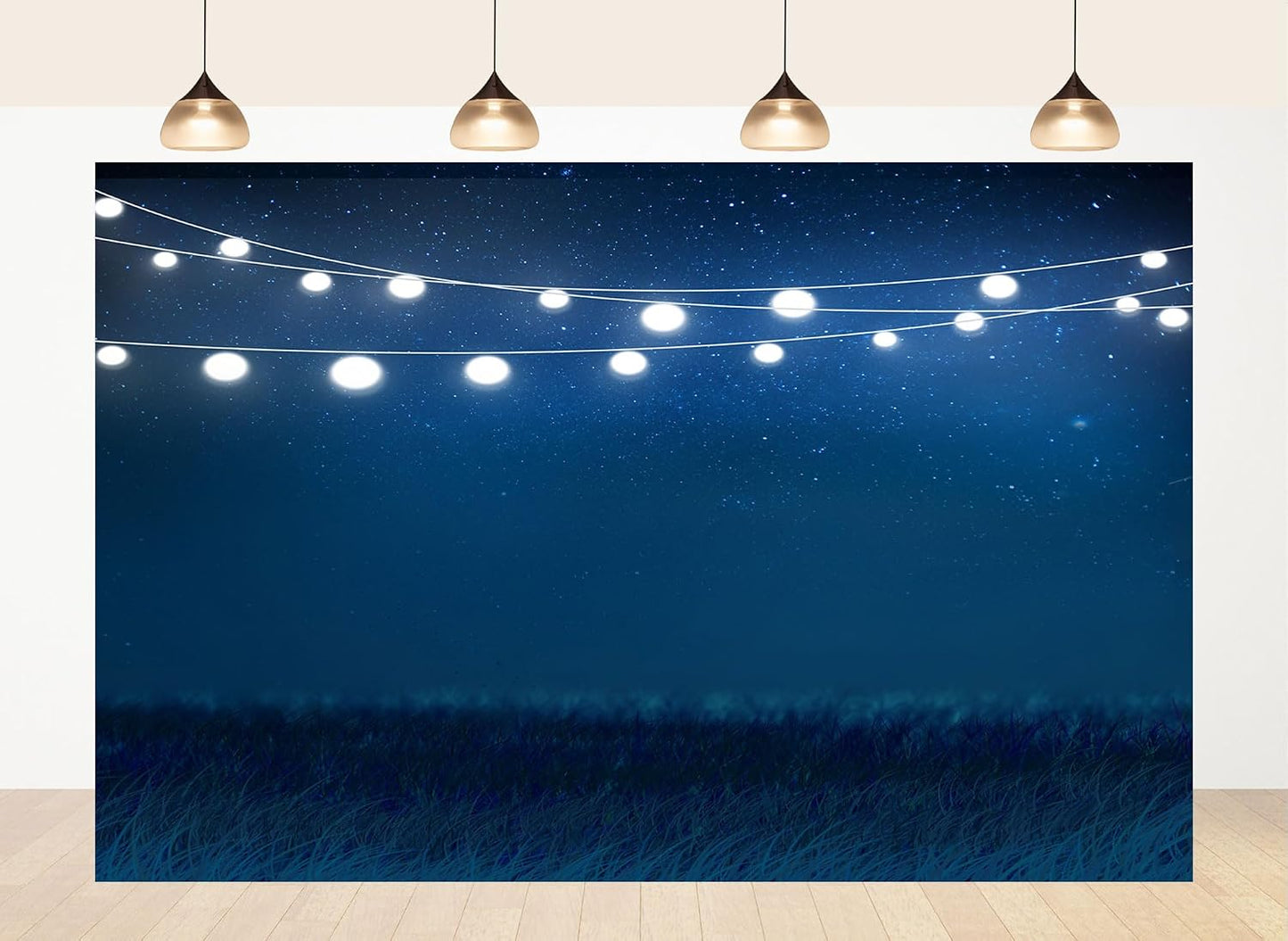 LidyMini 10x8ft Fabric Starry Night Balloon Lights Backdrop Bright Night Photography Background Stunning Sky Nature