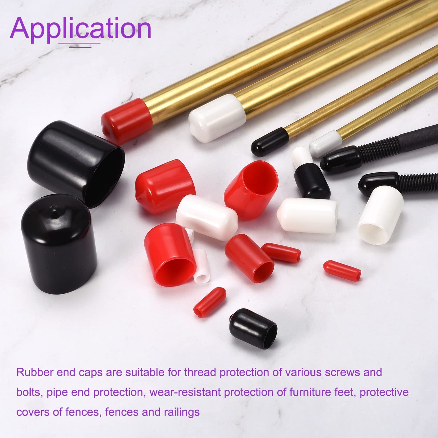 DMiotech 25 Pack 7/8" ID Black Screw Thread Protectors Rubber End Caps Bolt Covers for Screw Bolt Furniture Pipe