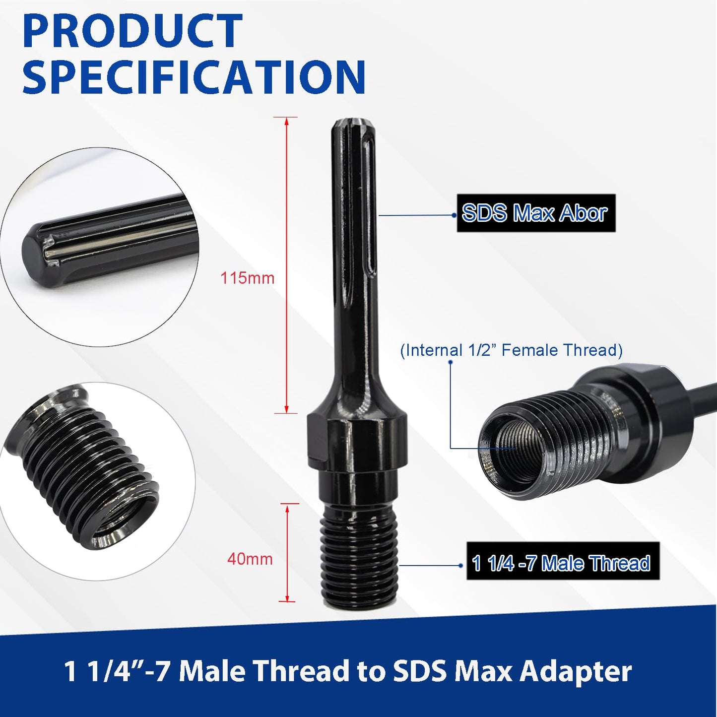 DaduoRi 6" Wet Core Drill Bit & SDS Max Shank Drill Adapter - 6" Diameter Core Bits for Concrete, 14" Drilling Depth, 1-1/4"-7 Thread Diamond Core Bit for Cured Concrete, Masonry, Brick