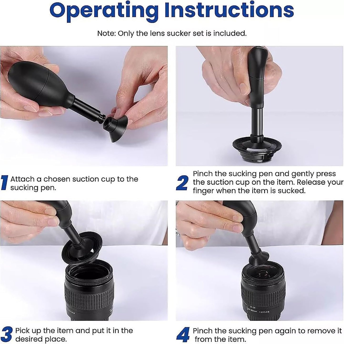 CHICHIYANG 7pcs Set Lens Sucker Kit, Suction Pen and Suction Cups, Changeable Anti-Static, ESD Conductive Silicone