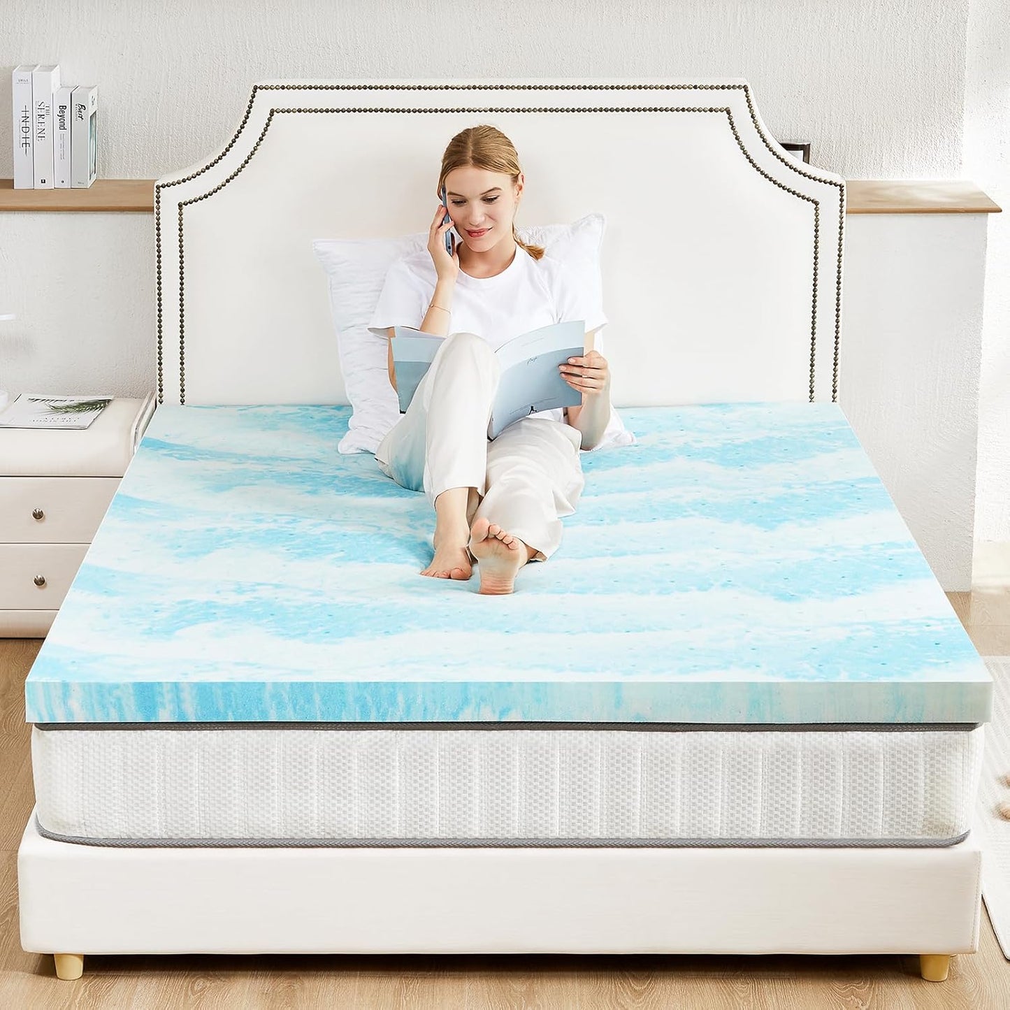 Sweetcrispy Memory Foam Mattress Topper - 3 Inch Thick Gel Infused Cooling Pad for California King Bed