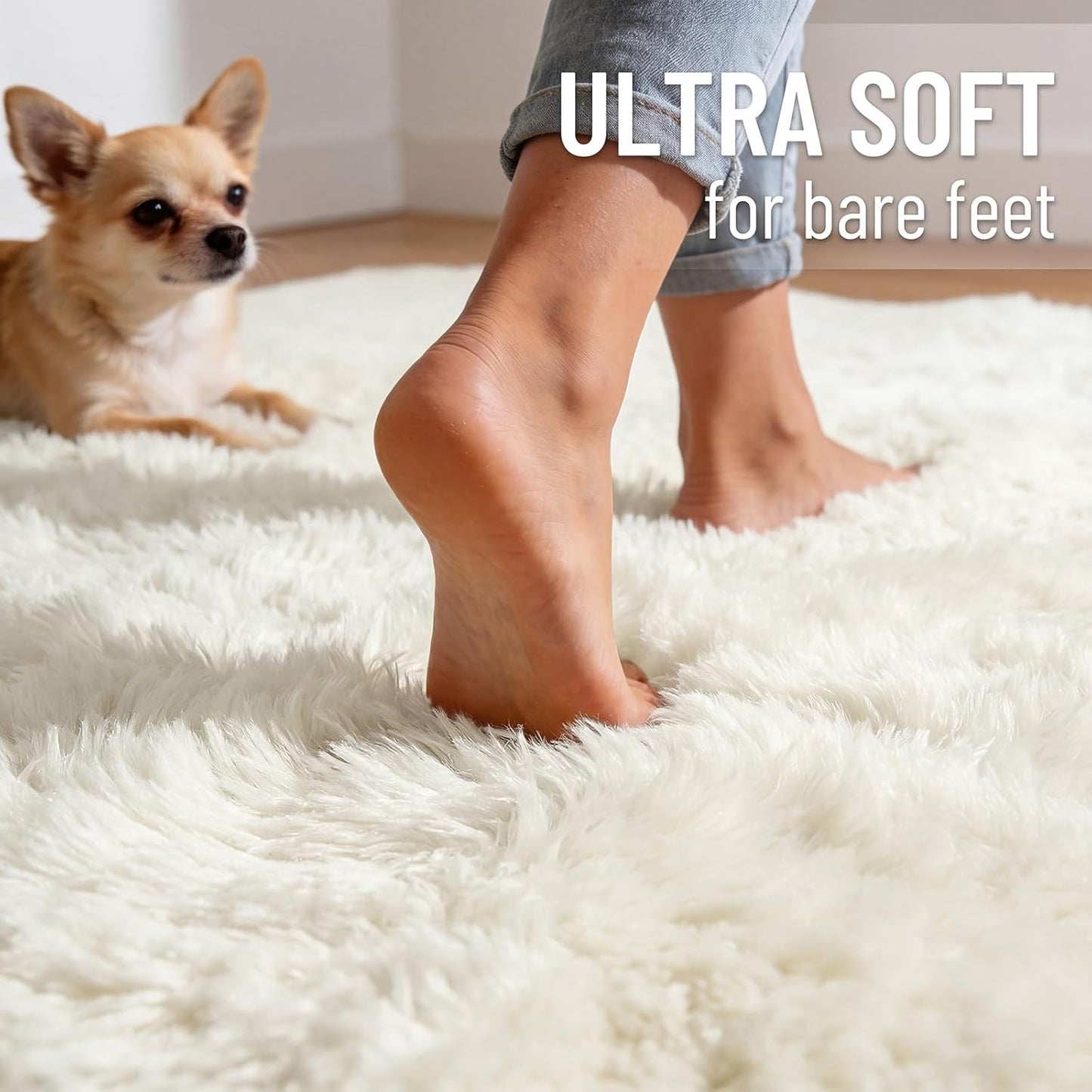 OLANLY Runner Rugs - Machine Washable Soft Fluffy Shaggy Design for Hallway & Bedroom | Ivory