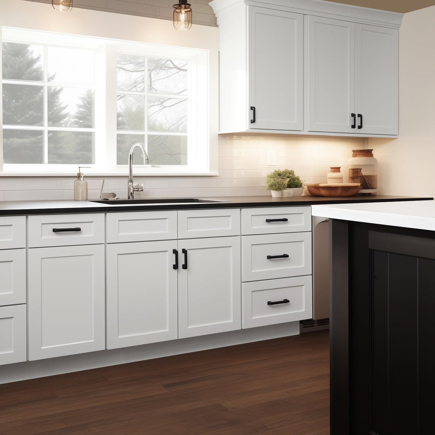 HCIOAN Solid Wood Frame Shaker Style RTA Sink Base Cabinet - 2 Doors, 1 False Drawer for Kitchen, Bathroom Vanity, Office Washroom (SK-Origami White, 27" W x 24" D x 34.5" H)