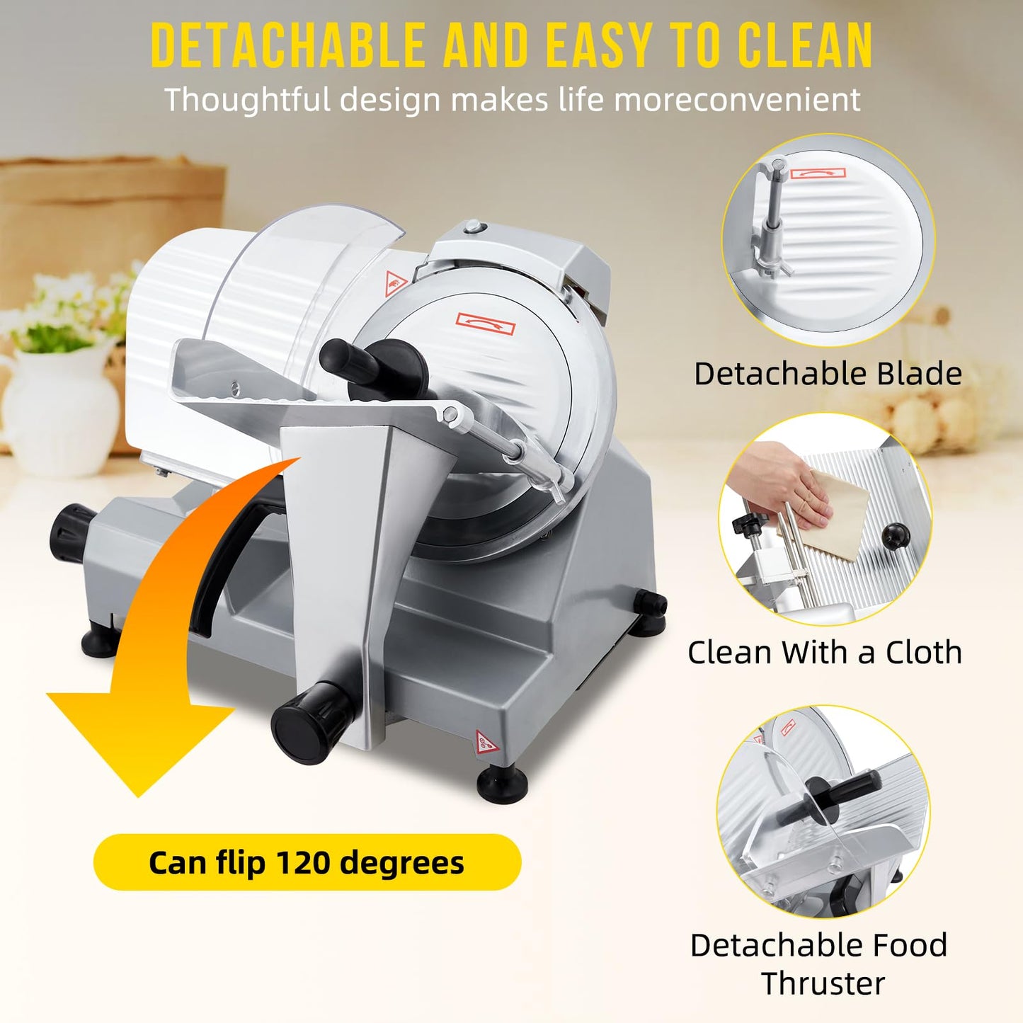 10 Inch Electric Meat Slicer, 670W Dual Power Fully Automatic Food Slicer, Stainless Steel Blade, 0-16mm Adjustable Thickness Electric Meat Cutter, Portable Kitchen Slicer for Home Commercial Use