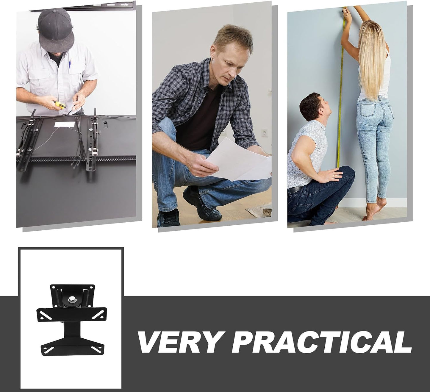Cabilock 14-26 Inch Adjustable Wall Mount Tv Stand and Monitor Bracket for Flat Screen Displays, Swivel Tv Wall Mount