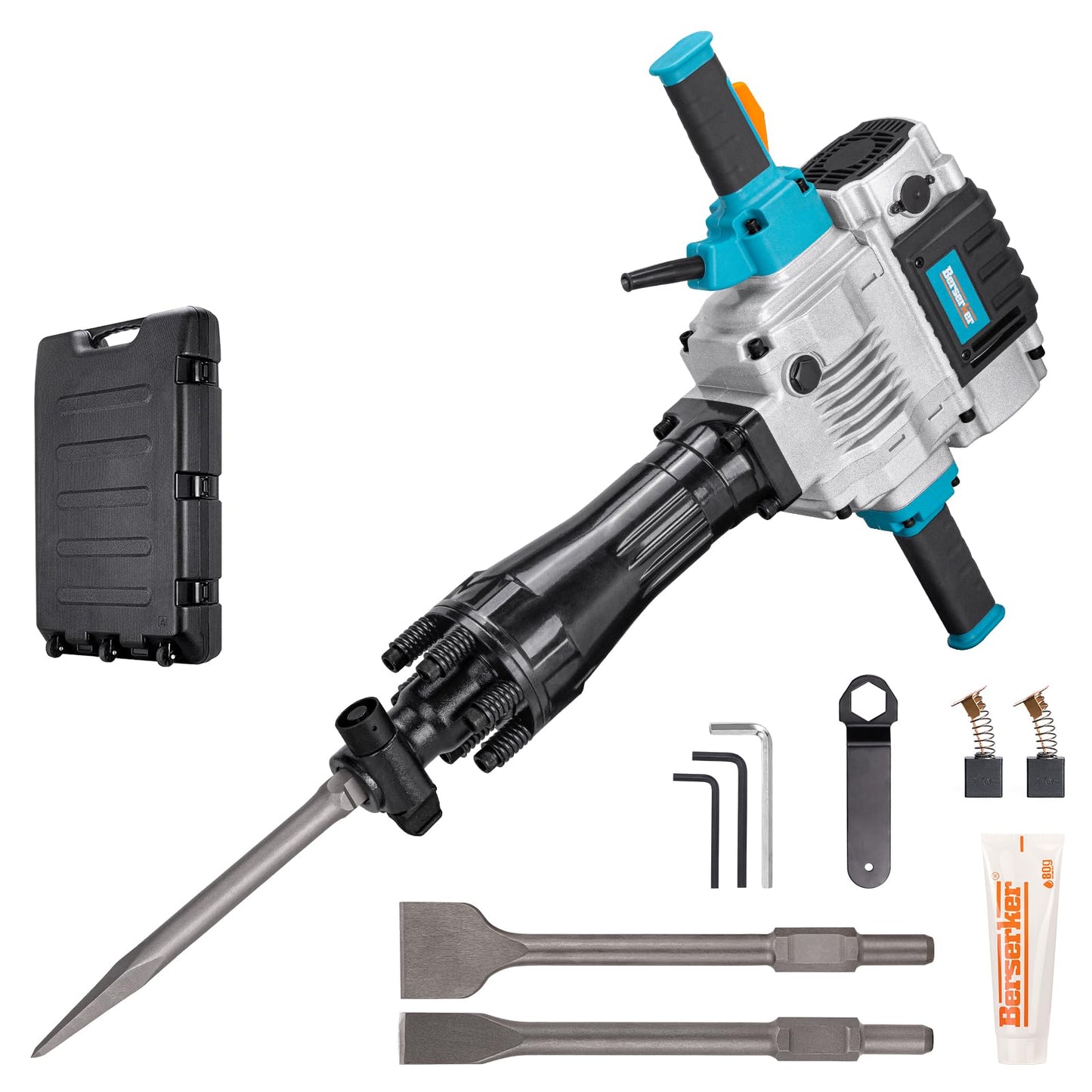 Berserker 50-Pound Demolition Jack Hammer with 1-3/16" Hex Scaling Chisel, 3 x 16 In. Steel Scraping Chisel Tile Removal Bit