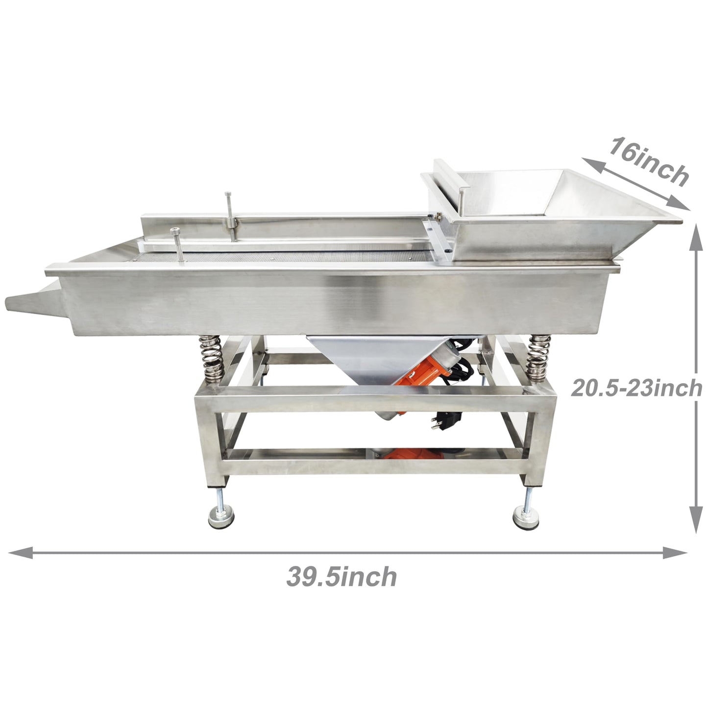 TECHTONGDA Straight Vibrating Sieve Screen Shaker Electric Linear Sifter Machine Stainless Steel One Layer Two Motors 7mm Round Hole Screen Size 11.8×31.5inch 110V