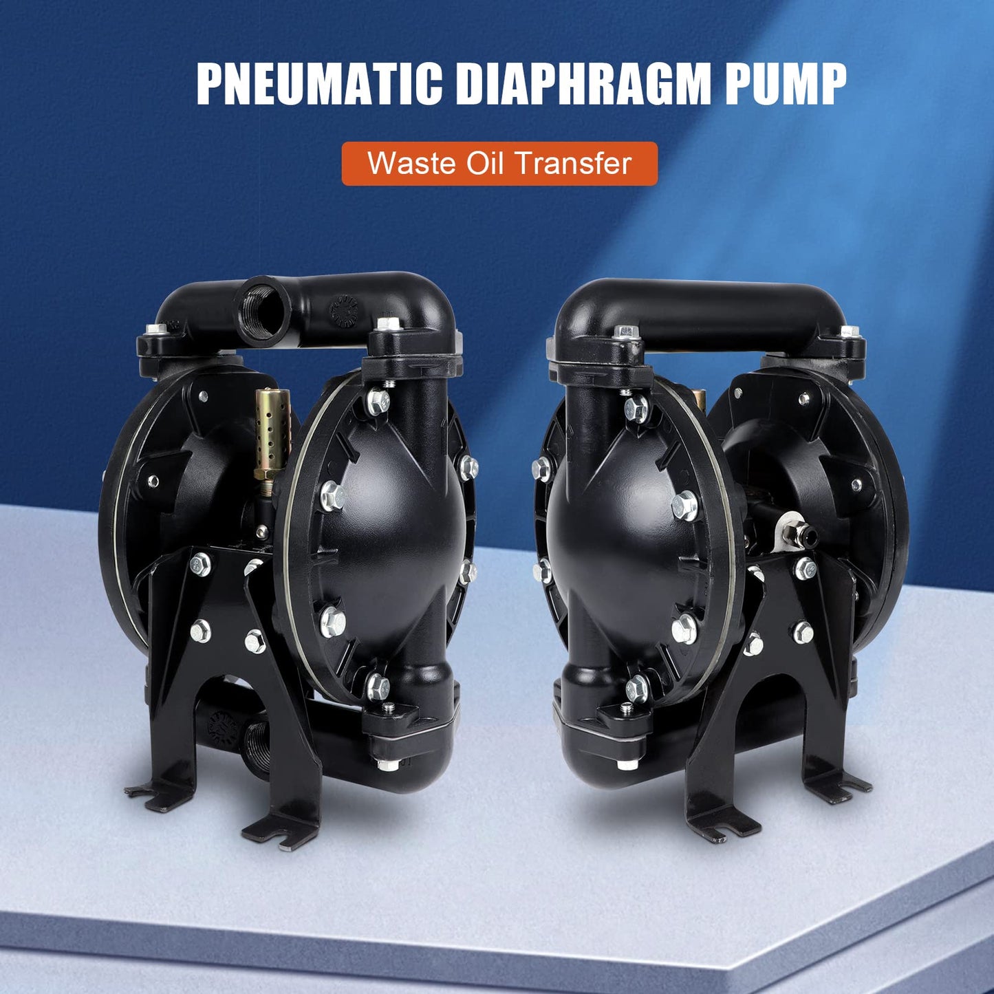 Dollate Air Operated Double Diaphragm Pump QBY4-25L 1 inch Outlet 35 GPM Pneumatic Transfer Max 120 PSI Industrial Use Chemical Waste Oil Dual Dissepiment Nitrile Fluorine Rubber by Cast Iron