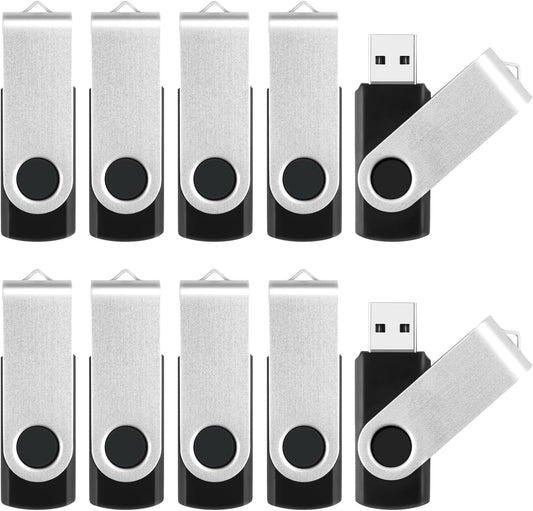 MECHEER 128MB 10 Pack, 2.0 Thumb Drives Bulk USB Flash Drive Jump Drives with Lanyards, Swivel Memory Stick Photo