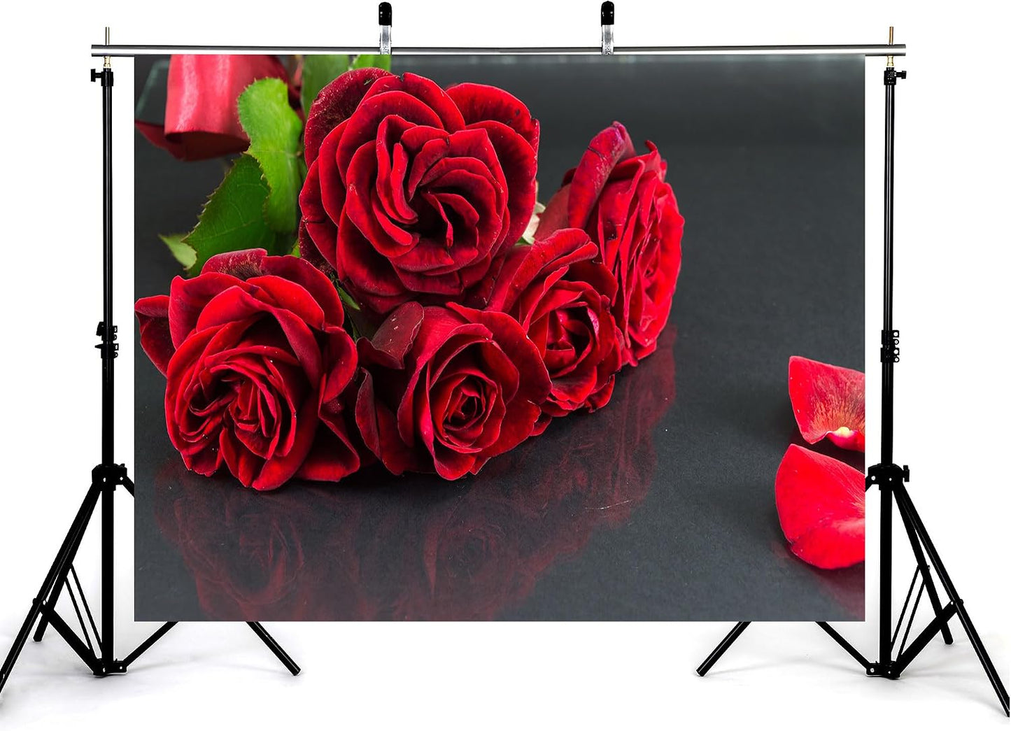 KeyWork 8x5ft Red Rose Bouquet Backdrop Fresh Bloom Petal Photography Background for Valentine's Day Gift Party