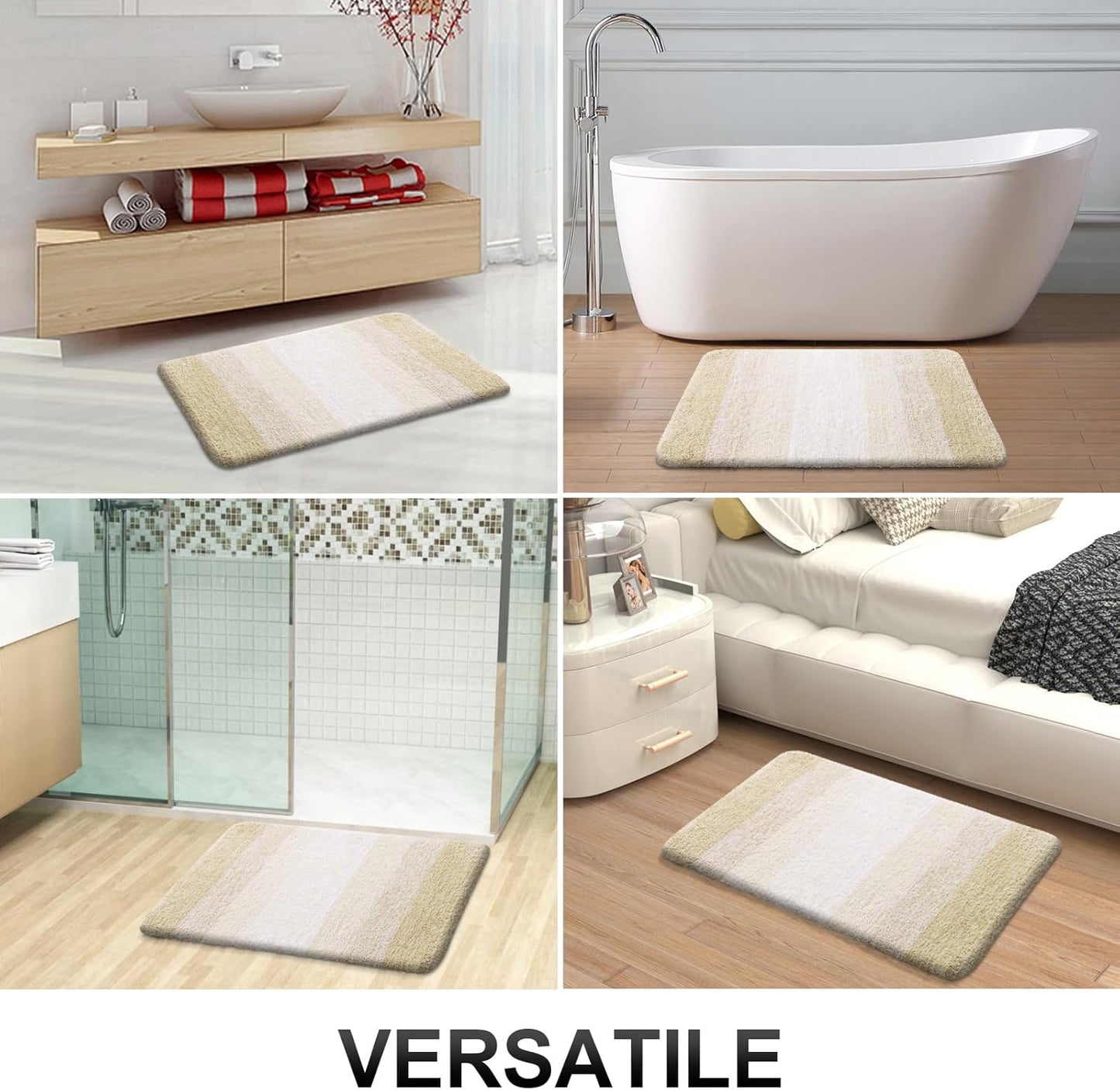 OLANLY Bathroom Runner Rug - Extra Soft Microfiber Mat with Rubber Backing | Quick Dry, Washable, 47x24, Light Beige