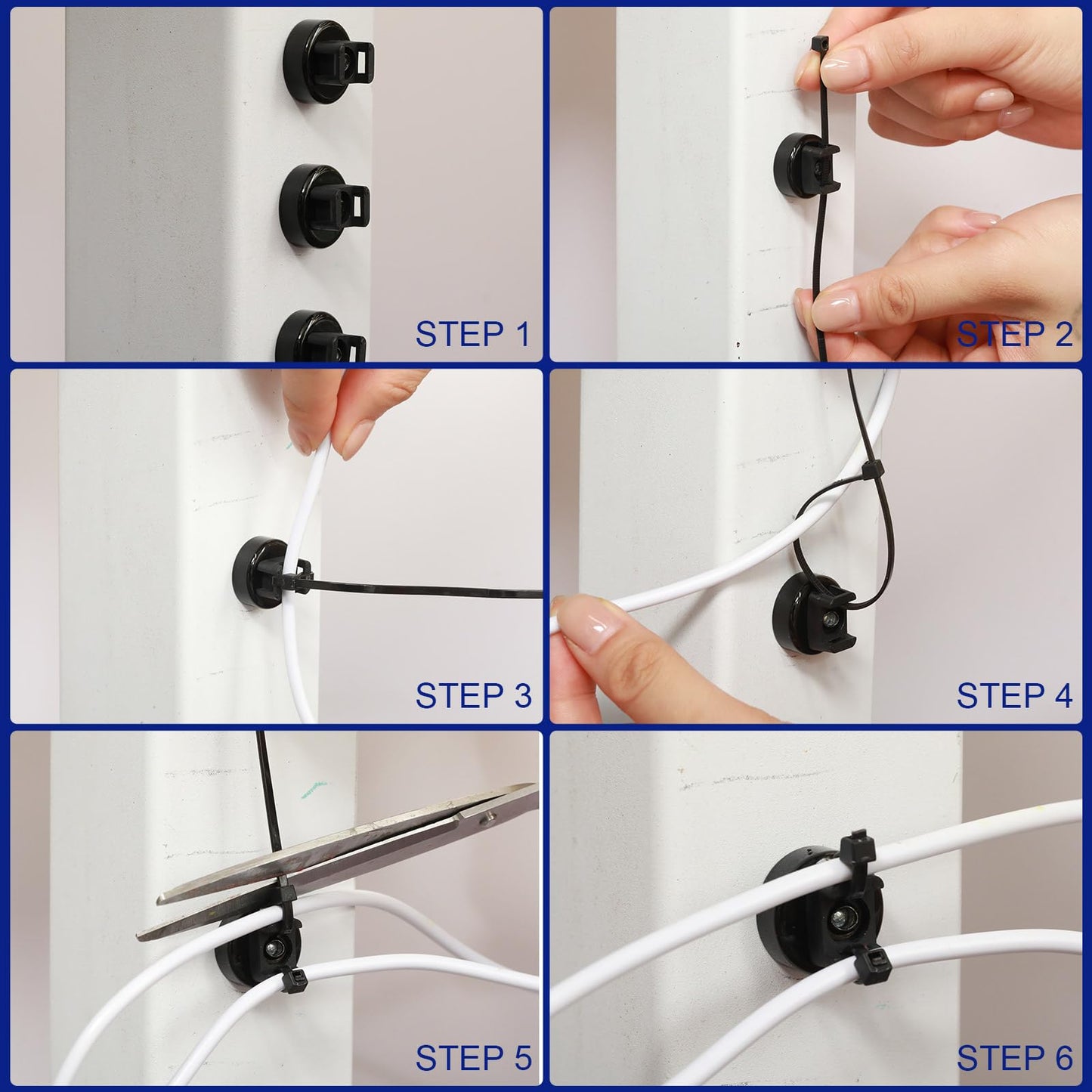 Yookeer 48 Pieces Magnet Zip Tie Mount 22 mm Heavy-duty Magnetic Zip Tie Mounts 22LBS Strong Multipurpose Wire Cable Holder Mount for Home Office Wire Management Marine Electrical Wiring
