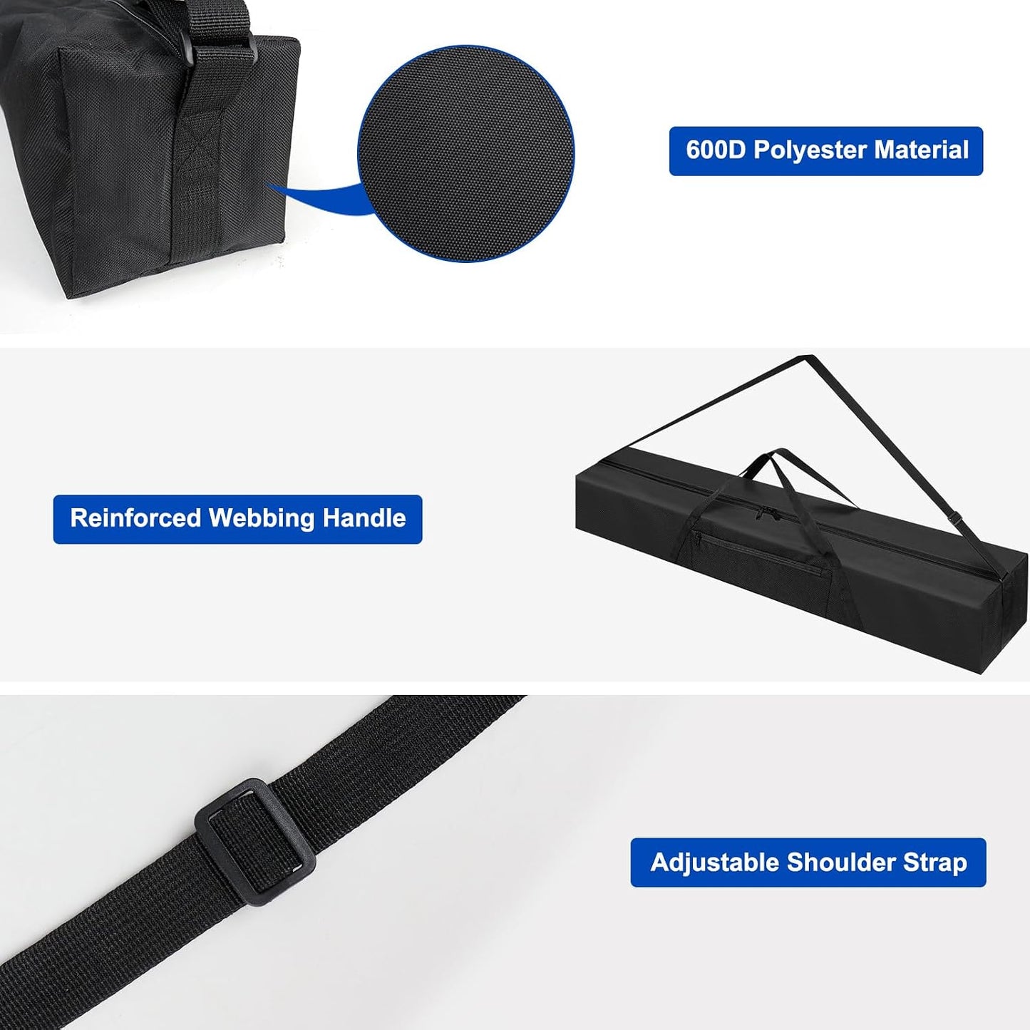 47 Inch 600D Tripod Carrying Case - Oxford Tripod Bag with Shoulder Straps and Dual Handles Full Zippers for Lights