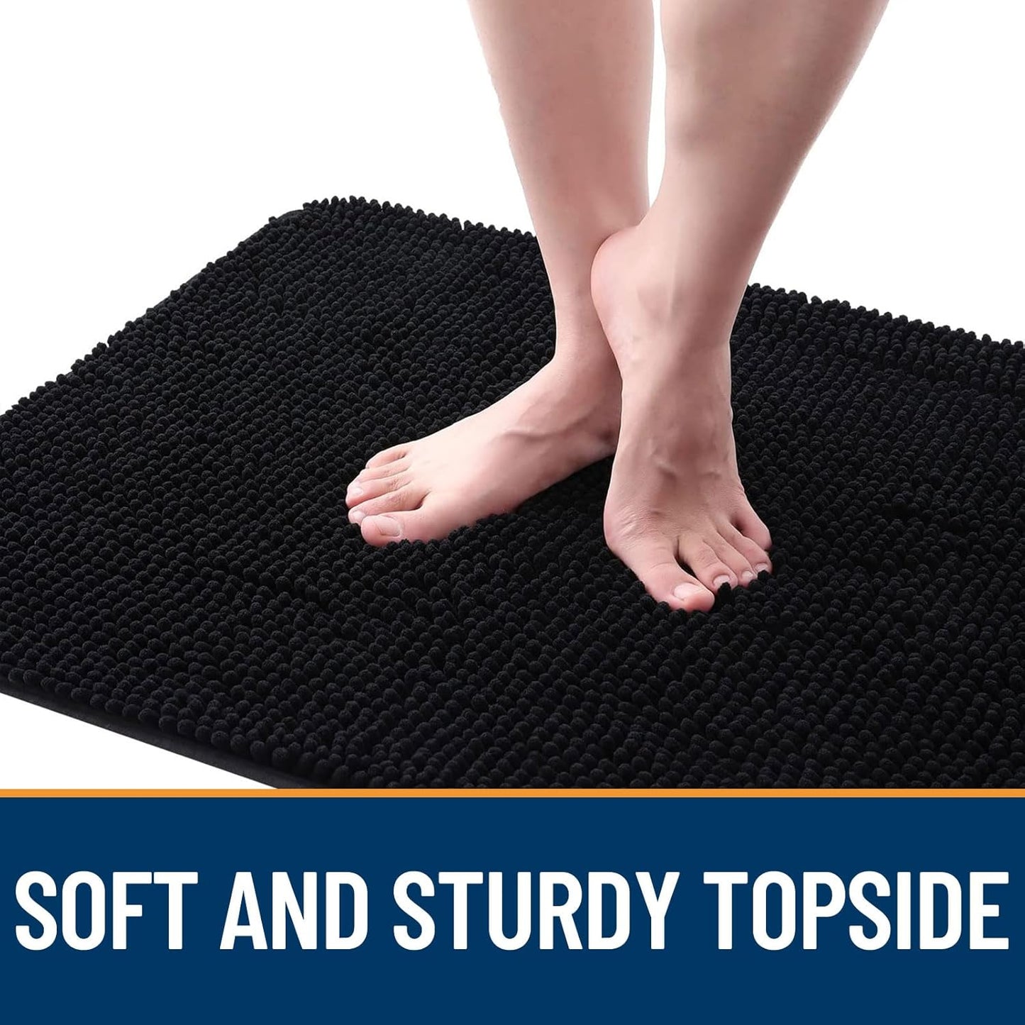 OLANLY Dog Door Mat - Absorbent Non-Slip Washable Chenille Mat for Muddy Paws | 32x20 Inches, Black
