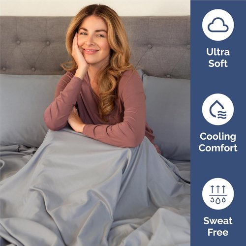 Comfy Breathable Cooling Bed Sheets Set by [Brand Name] - Luxury 4-Piece Full Size - Deep Pockets, Soft & Wrinkle-Free - Oeko-Tex Certified, Steel Blue