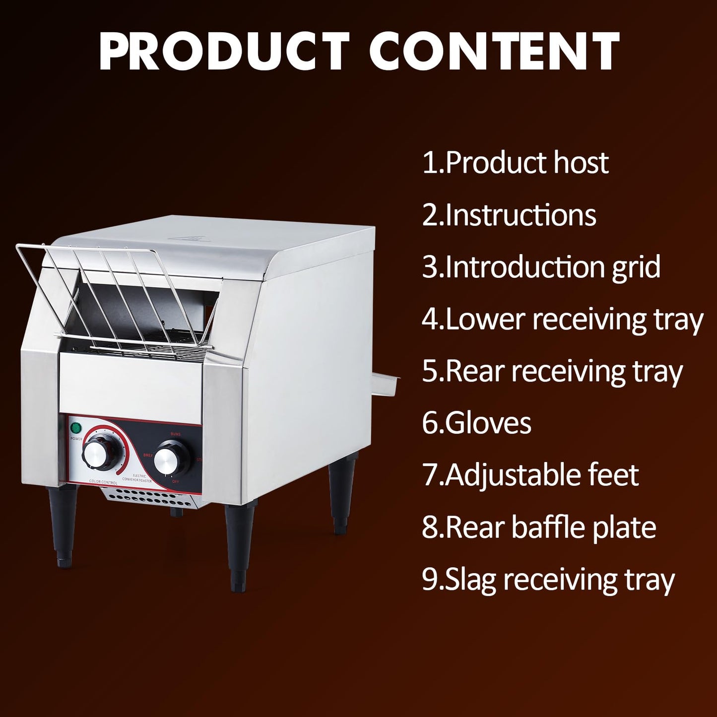 Towallmark Commercial Toaster Conveyor 150 Slices/H Heavy Duty Industrial Conveyor Toaster Stainless Steel Electric Oven with Dual Heating Tube 7-speed Adjustments for Bagel Croissant Bakery Cafe