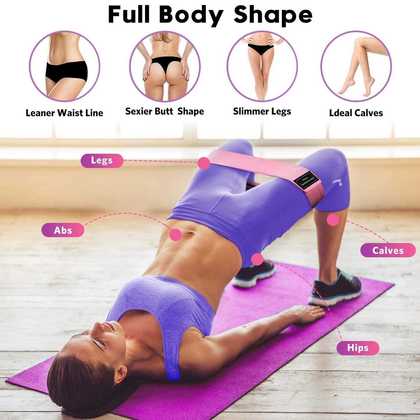 Renoj Resistance Bands for Working Out: 3-Set Professional Exercise Bands for Pilates, Yoga, Home Gym, Booty, Leg Training | Heavy/Medium/Light Fabric Loops for Women Men