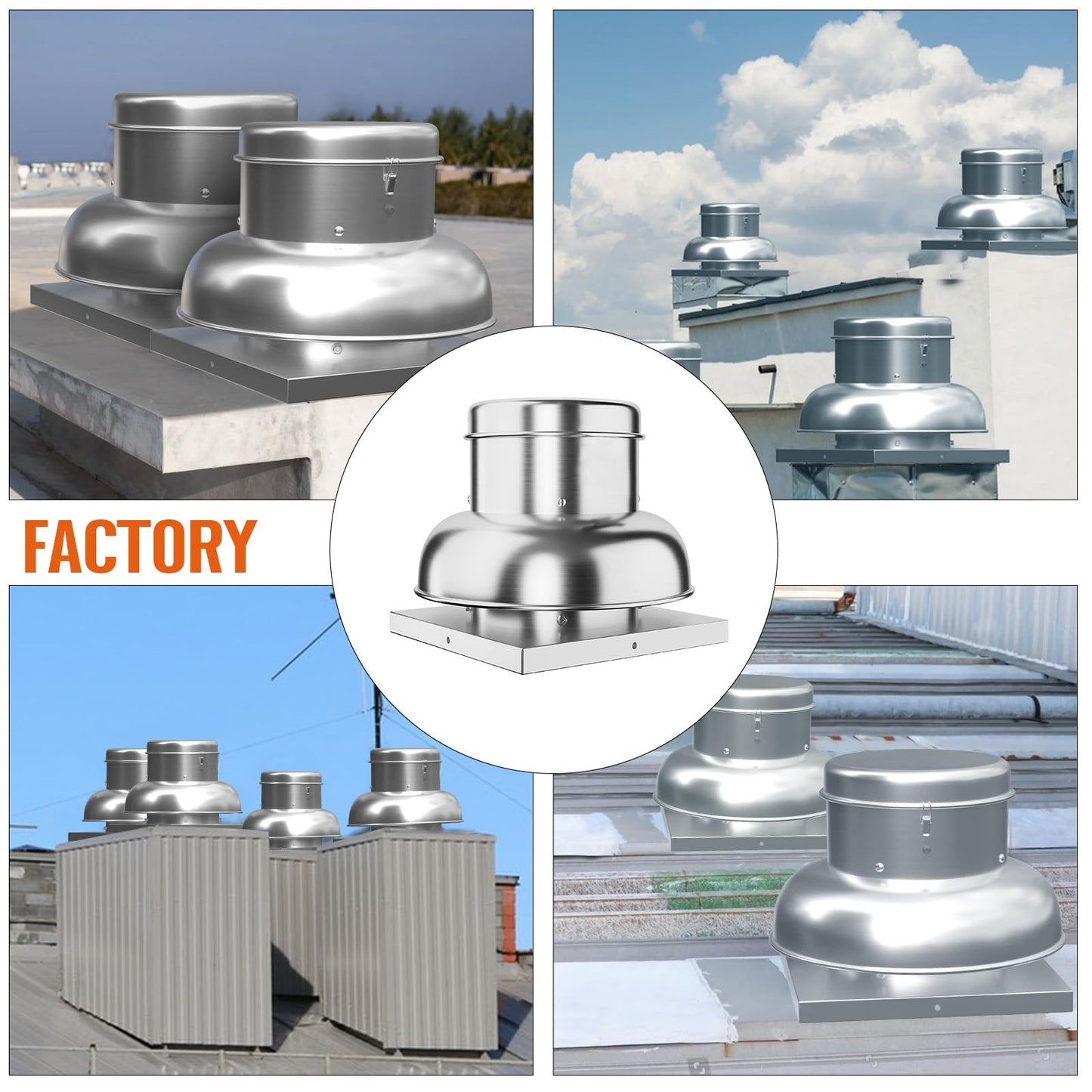 ExploreHorizon 2400CFM Upblast Roof Exhaust Fan, High-Speed Direct Drive, Upgraded Motor, 25" Fan Base for Restaurants, Factories, and Warehouses, Silent Operation & Weather-Resistant Design