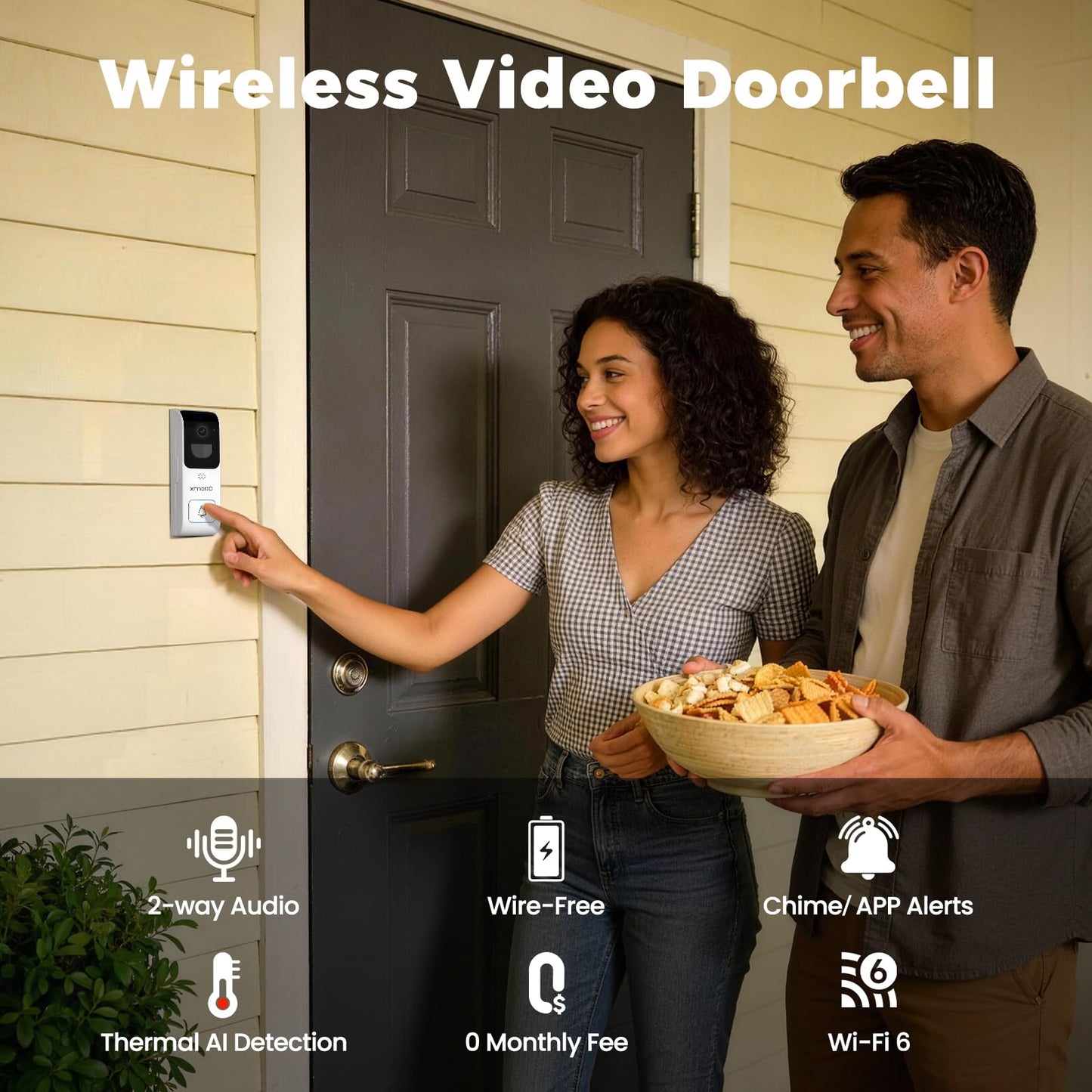 xmartO [Doorbell + 4-CAM] Dual-Lens Wireless Camera & Smart Video Doorbell Security Bundle, 16CH 4K WiFi6 Mesh NVR with 1TB HDD, 4MP 180° FOV/360° PTZ AI Tracking, 2-Way Audio, No Monthly Fee