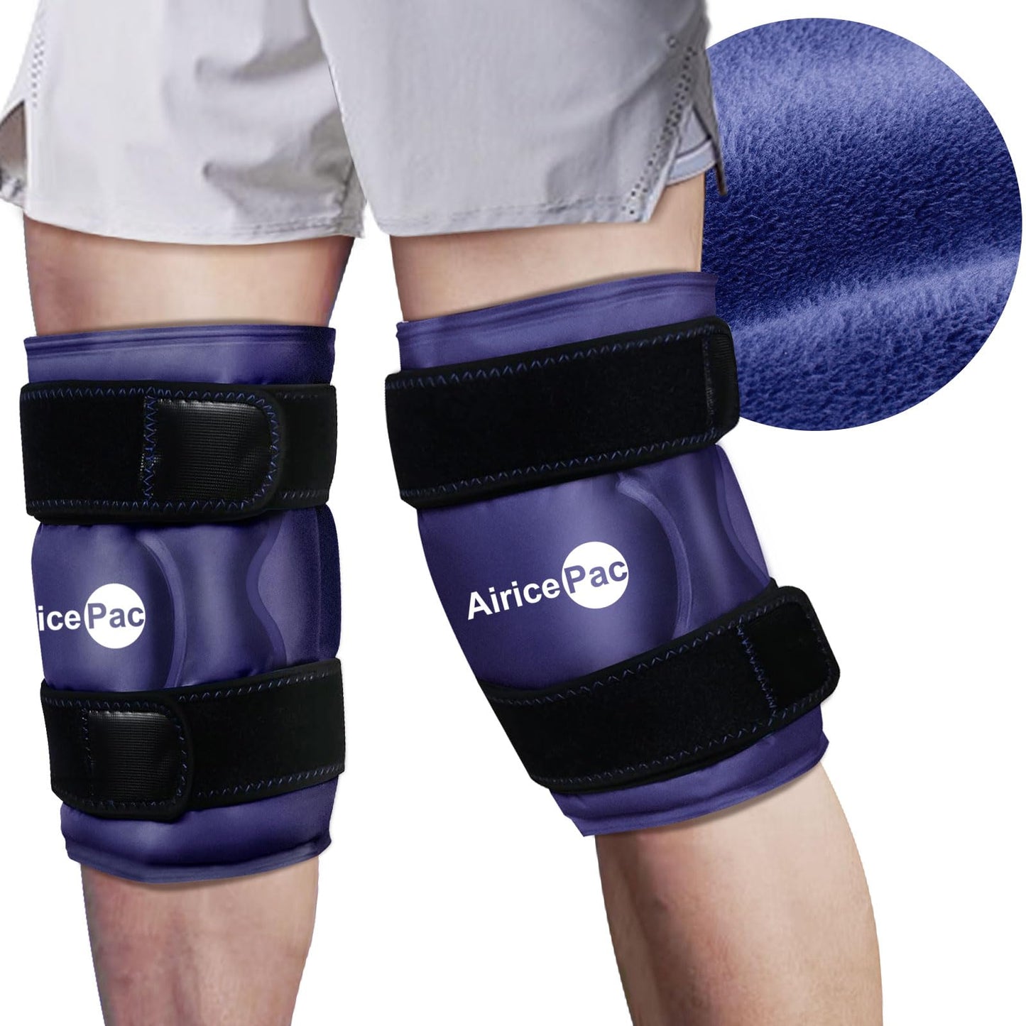 AiricePac Ice Pack for Knee Pain Relief, Reusable Gel Ice Wrap for Injuries, Swelling, Knee Replacement Surgery, Cold Compress Therapy for Arthritis, Meniscus Tear and ACL, Blue