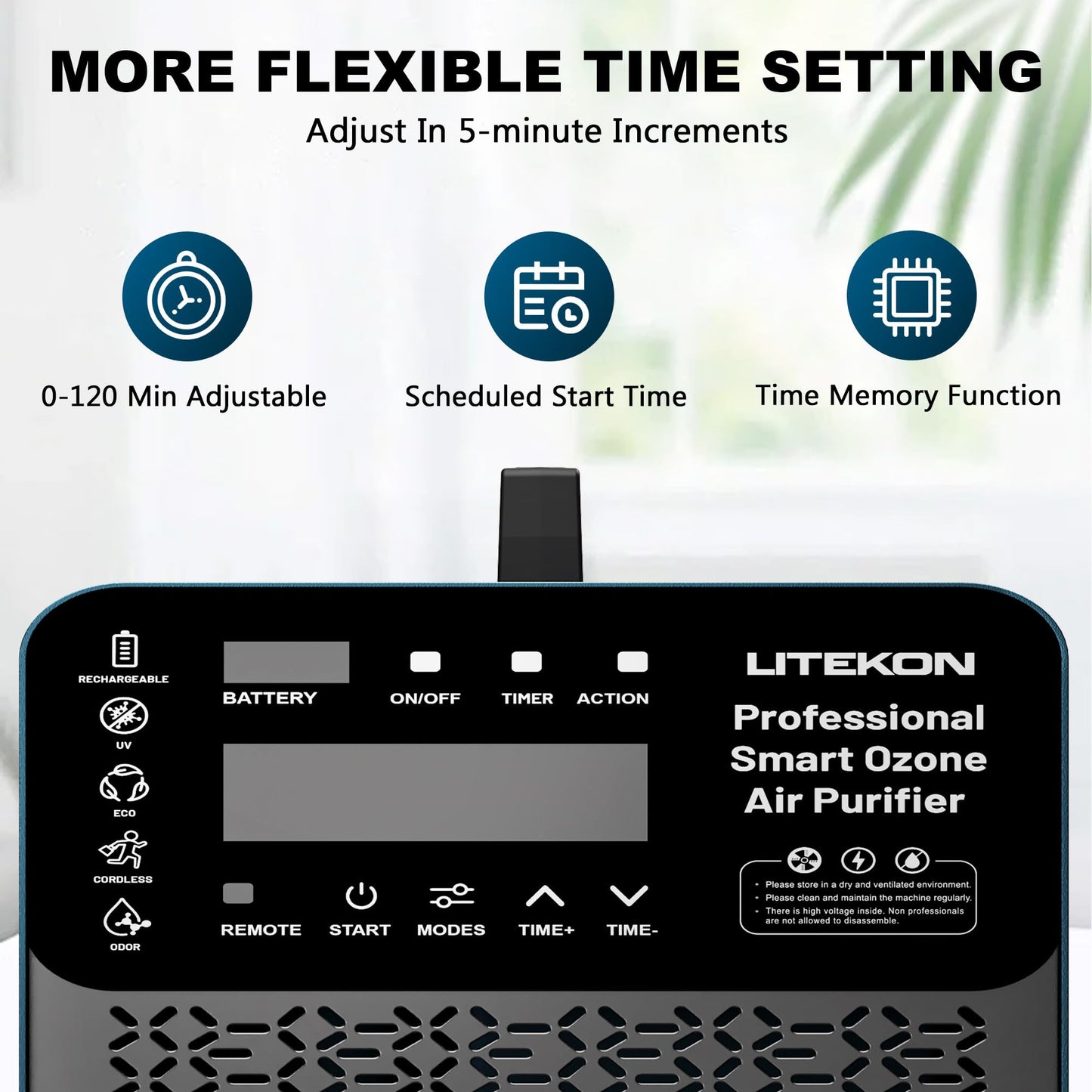 Original Ozone Generator Cordless with 2 x 5000mAh Battery&Quick Charger, 300,000mg/h Commercial Odor Remover Digital Ozonator Machine With Remote Control, Auto Timming for Large Space