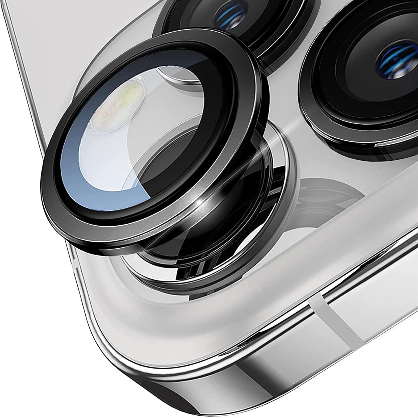 16 16 9H TENOC Camera Lens Protector for iPhone & iPhone Plus, Tempered Glass Camera Screen Cover, Black Metal
