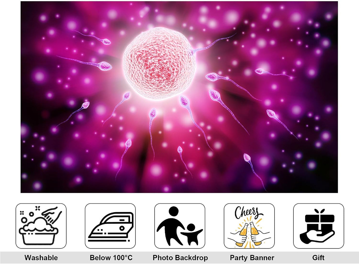 KeyWork 7x7ft Fertilization Science Illustration Backdrop Reproductive Biology Photography Background for Health Fair