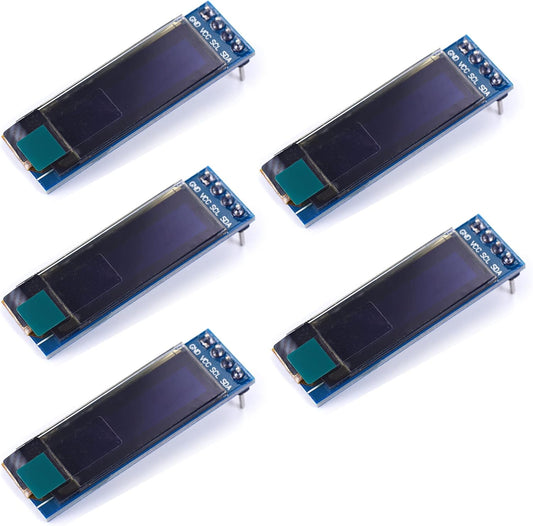 0.91 inch SSD1306 128x32 3.3V~5V 4PIN 5PCS Teyleten Robot OLED LCD Display Module IIC LCD OLED Screen for Arduino White