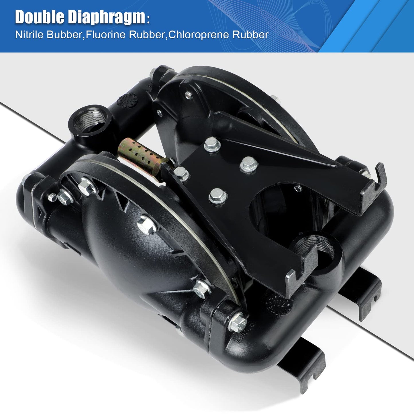 Dollate Air Operated Double Diaphragm Pump QBY4-25L 1 inch Outlet 35 GPM Pneumatic Transfer Max 120 PSI Industrial Use Chemical Waste Oil Dual Dissepiment Nitrile Fluorine Rubber by Cast Iron