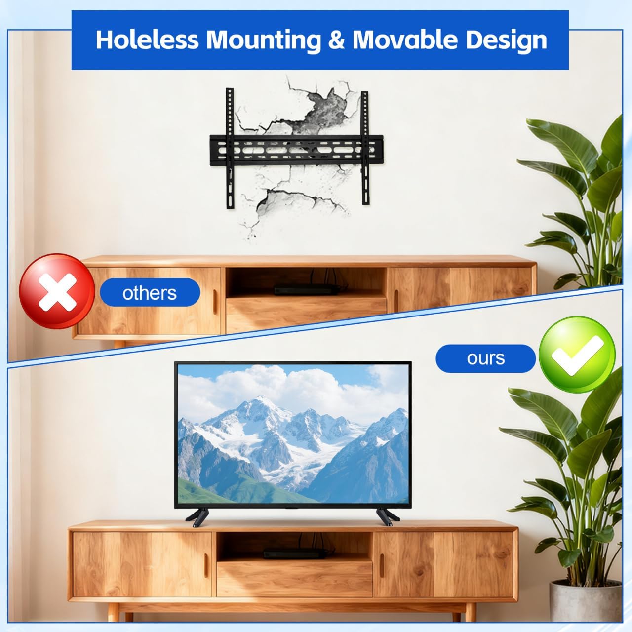 DECHOUS 32-55 Inches TV Base Stand Legs Compatible with Roku TV - Plastic TVs Legs Replacement with Screws, Easy