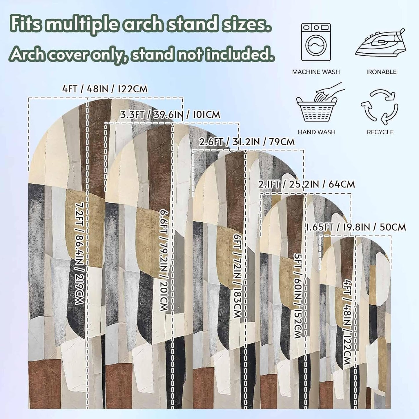 Jnbasdffb 7.2 Abstract Geometric Wedding Arch Cover, Stretchy Spandex Arch Backdrop Stand Covers FT, Oil Painting