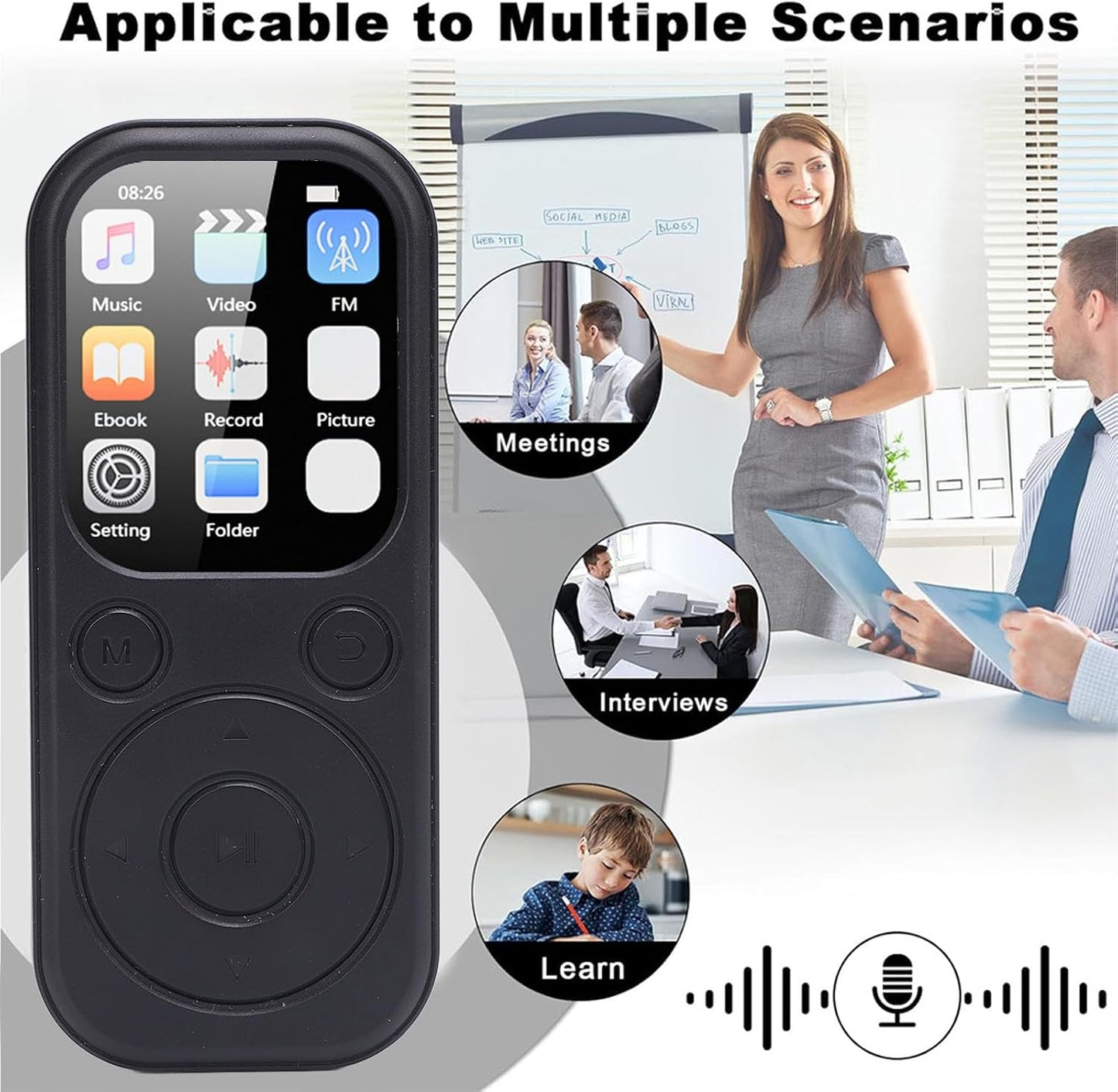 Bewinner MP3 5.4, 2.01 Inch 128GB Player with Bluetooth HiFi Sound Quality Portable Music Player with Screen