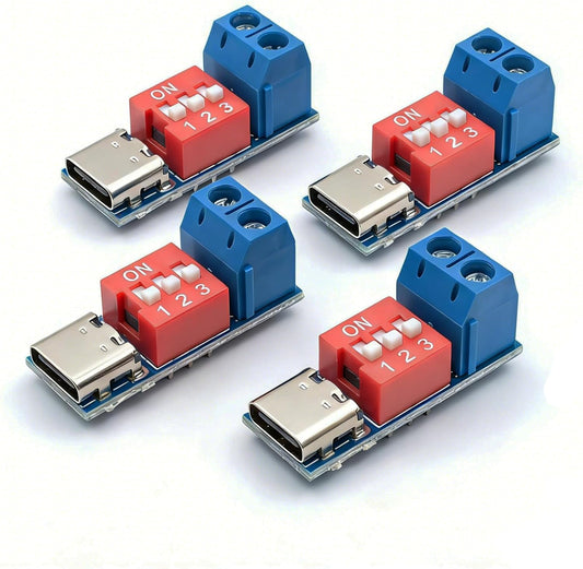 HBVOUPK 4 5-20V Pieces USB-C PD Trigger Board Module PD/QC Decoy Fast Charge Tools for USB Type-c to High Speed Power